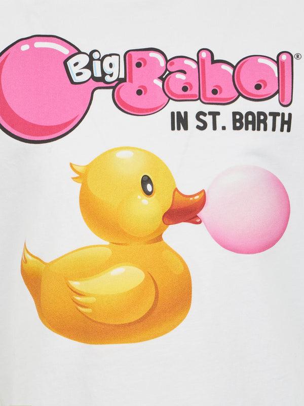 T-shirt da bambino in cotone con stampa papera Big Babol TSH0001 03573H MC2 SAINT BARTH 