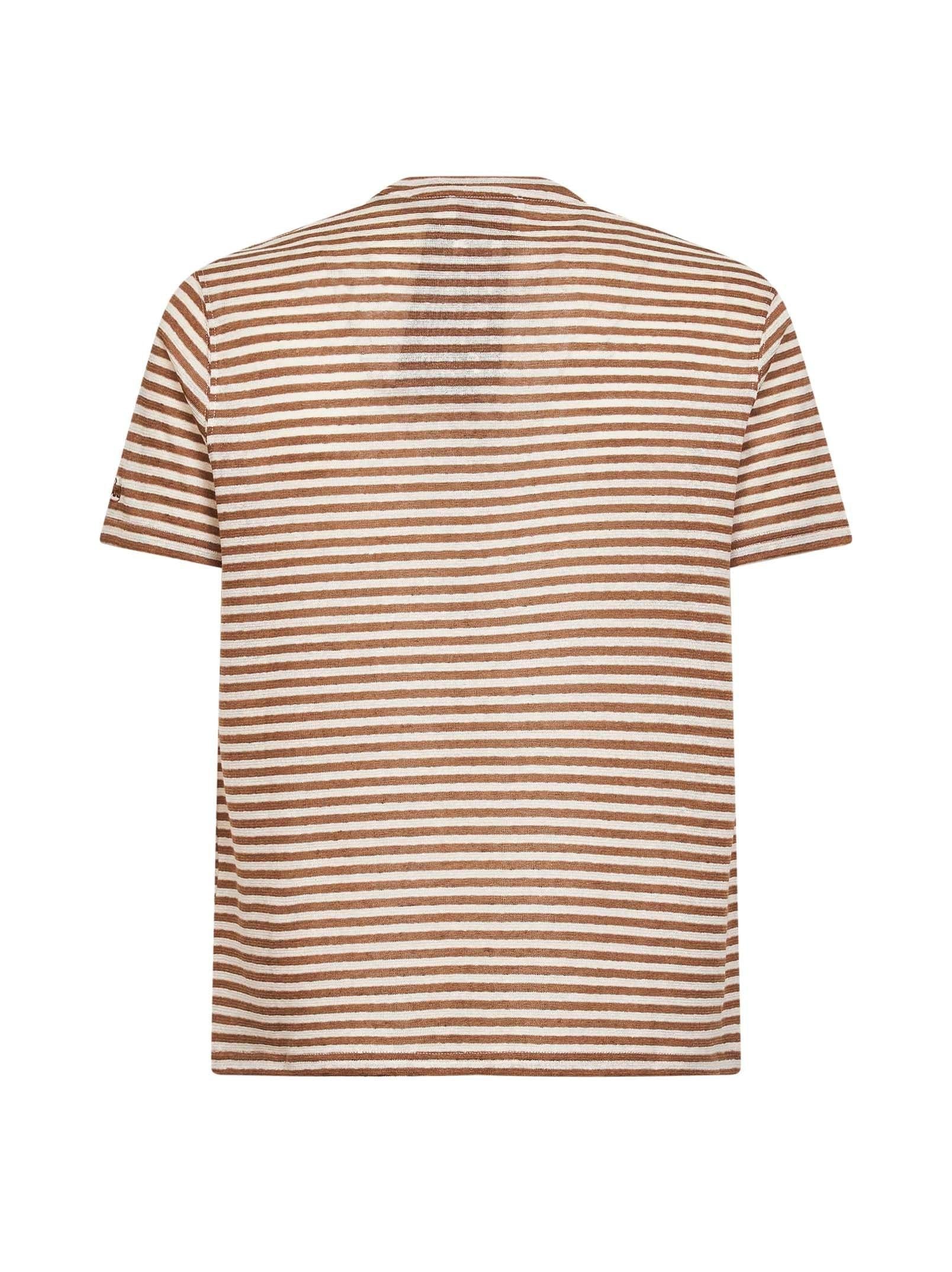 MC2 SAINT BARTH<BR/>T-shirt Dover in misto lino a righe marrone e panna con ricamo logo DOV0010 01240L MC2 SAINT BARTH 