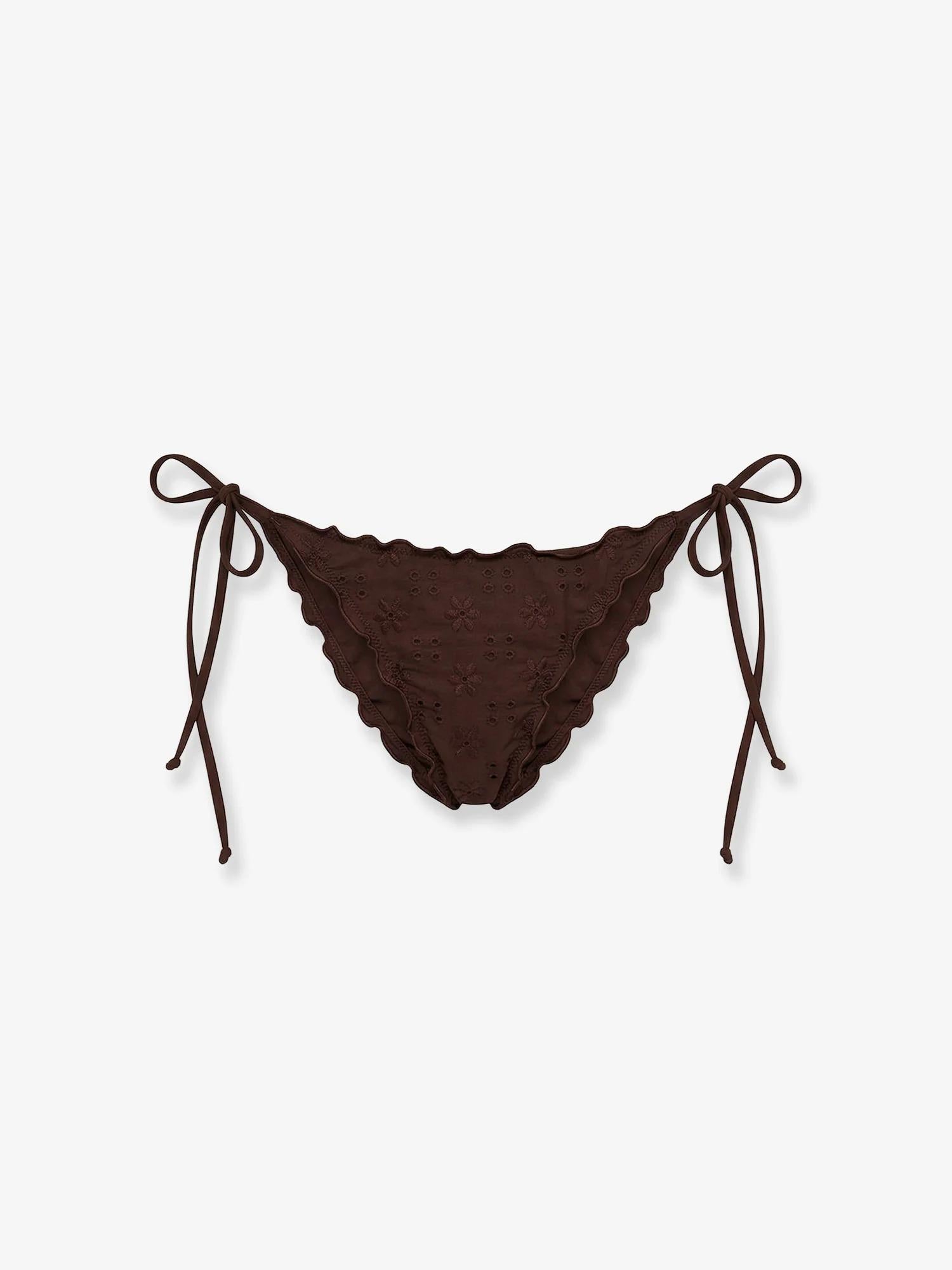 MC2 SAINT BARTH<BR/>Slip Miami con ricami all-over sangallo marrone MIA001 09229L MC2 SAINT BARTH 