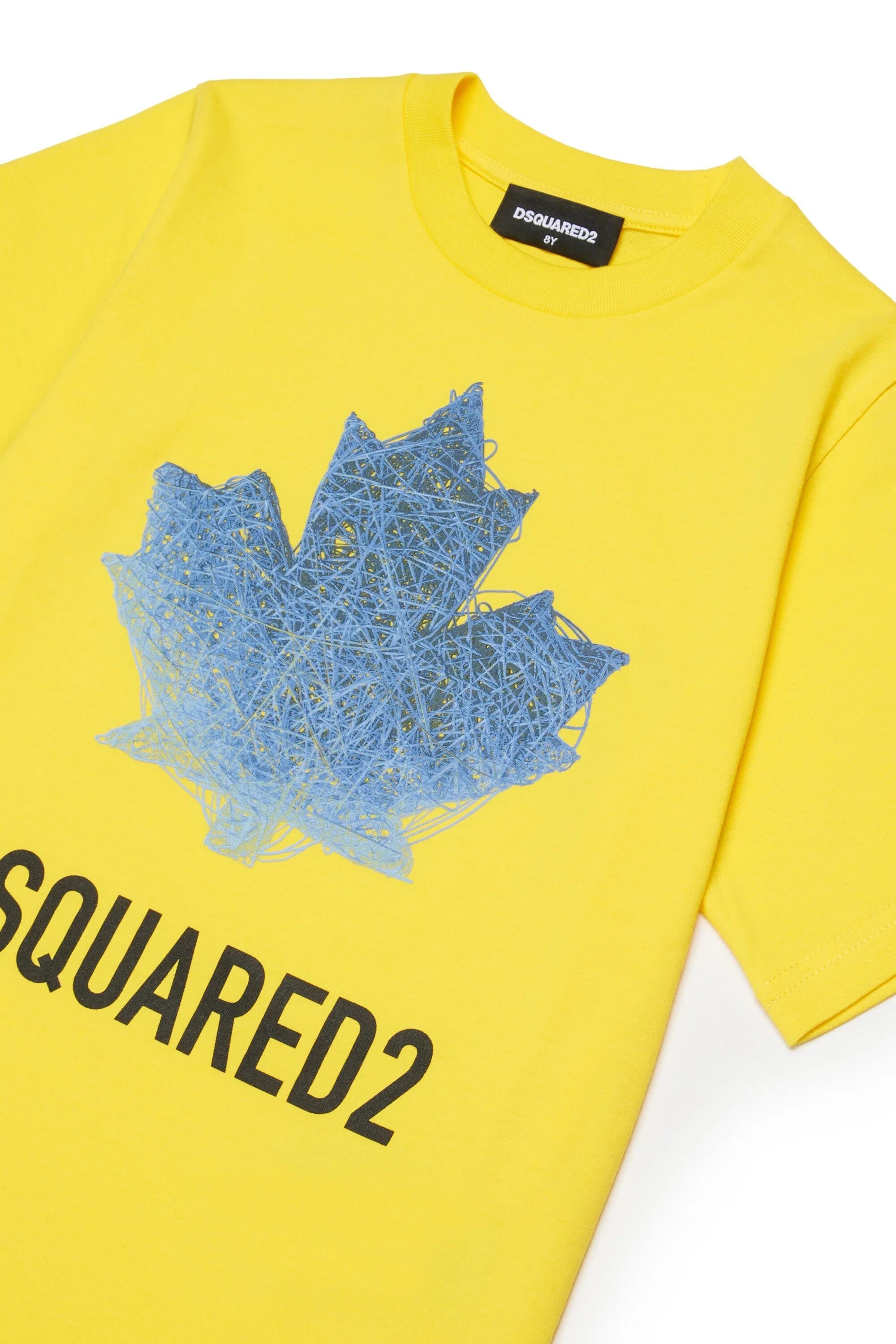 DSQUARED2<BR/>Maglietta con logo gialla DQ3176-D00XM DQ220 DSQUARED KID 