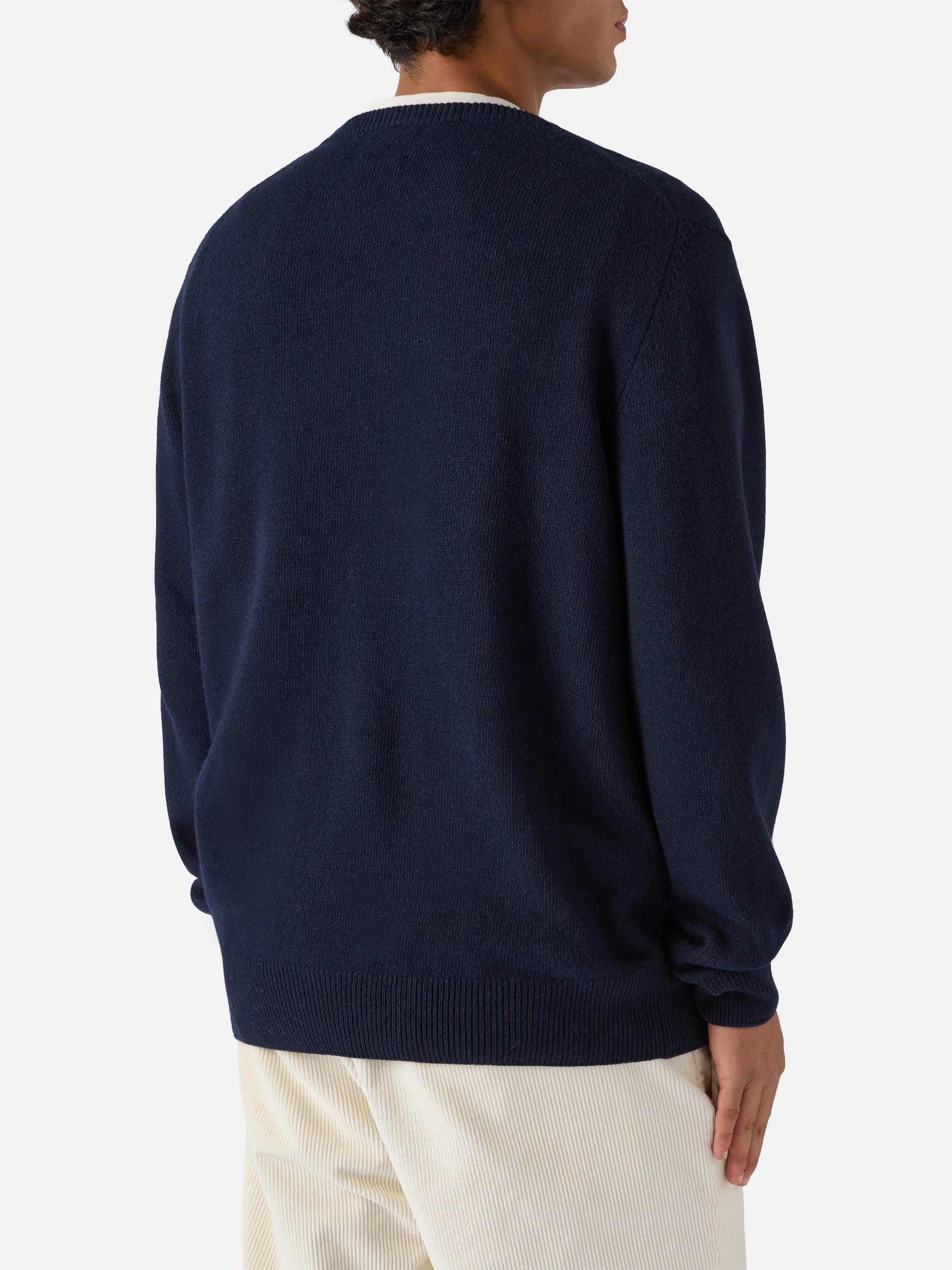 Blue sweater Heron with Vacanze di Natale logo jacquard | VACANZE DI NATALE SPECIAL EDITION HER0001 00013I MC2 SAINT BARTH 