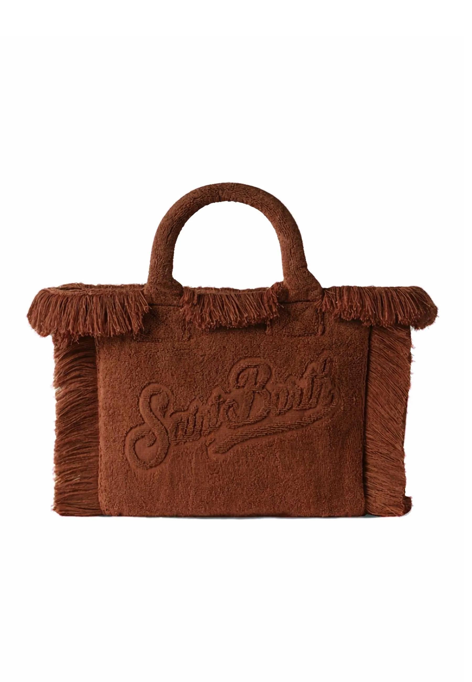 Borsa colette terry marrone con logo Saint Barth in jacquard COL0011 02550L MC2 SAINT BARTH 