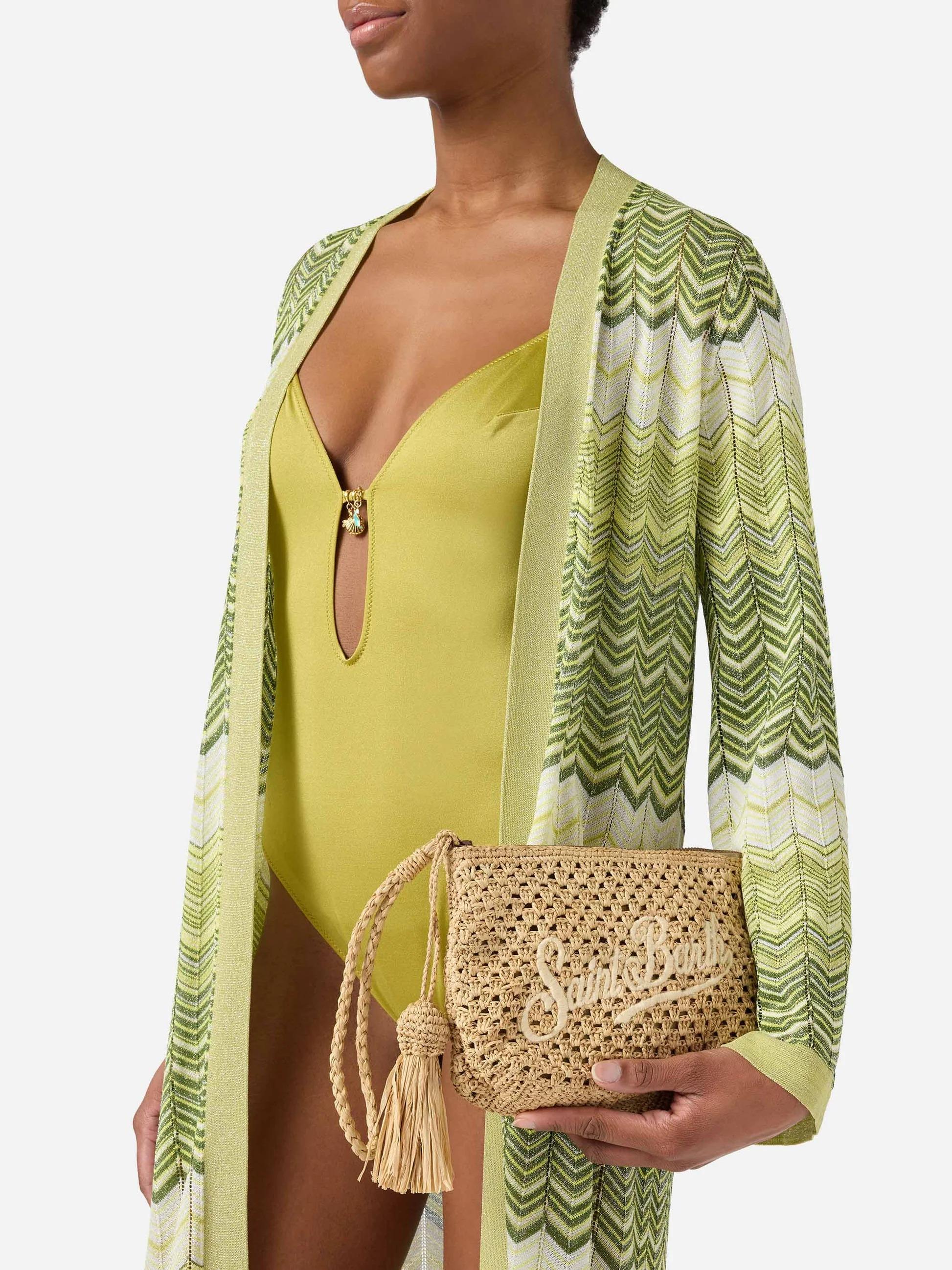 Pouch in rafia intrecciata naturale con logo ricamato RAFP001 00878L MC2 SAINT BARTH 