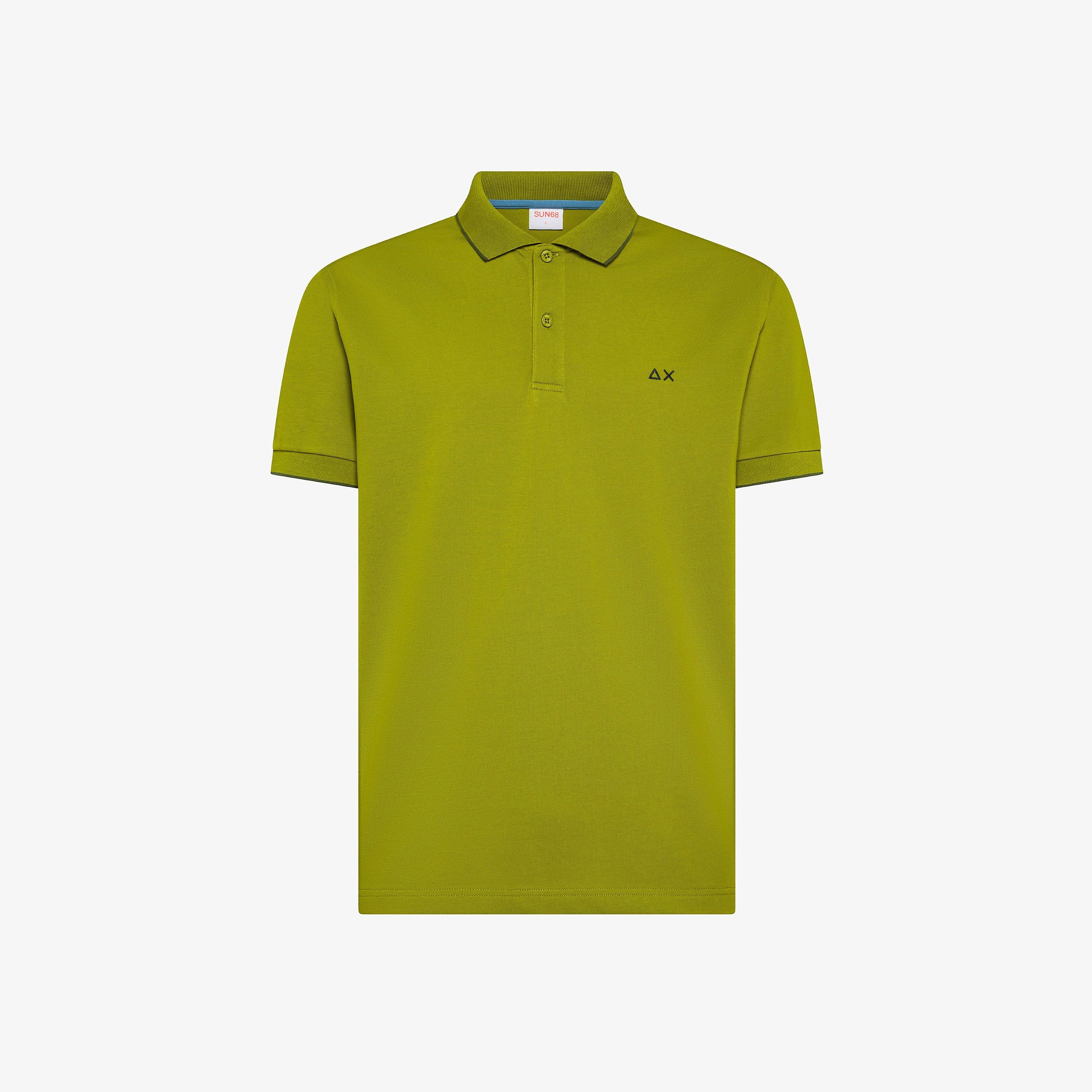 SUN68 Polo small stripe on collar Oliva A36111 42 SUN 68 