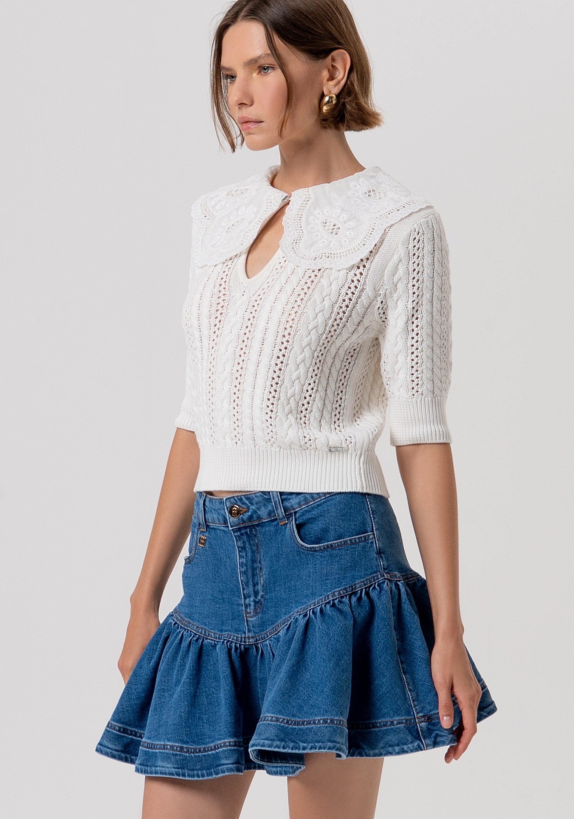 Gonna regular mini in denim con lavaggio medio FR26SG5006D40902 258 FRACOMINA 