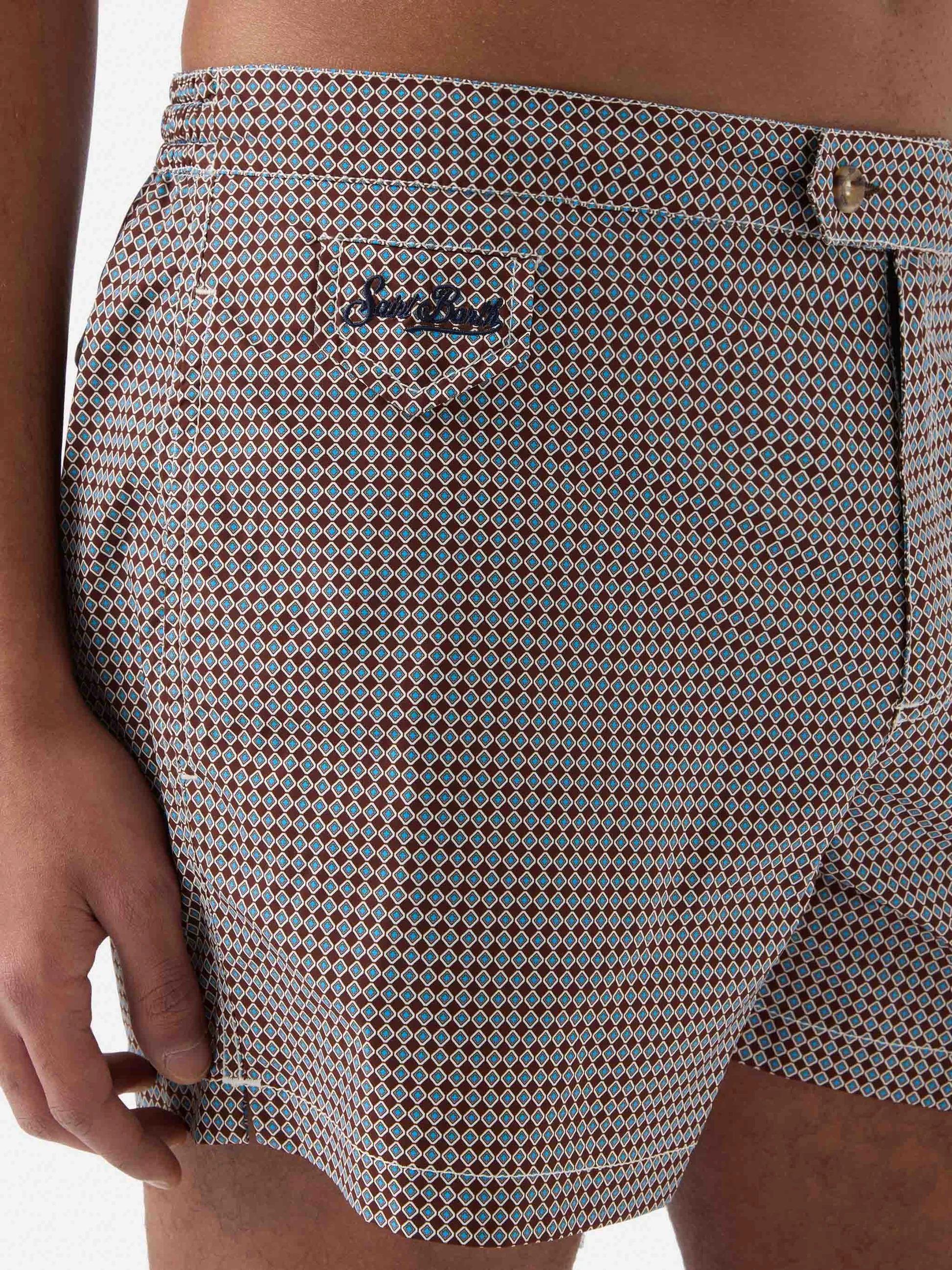 Costume mare Harrys marrone con stampa geometrica HAR0001 00087L MC2 SAINT BARTH 