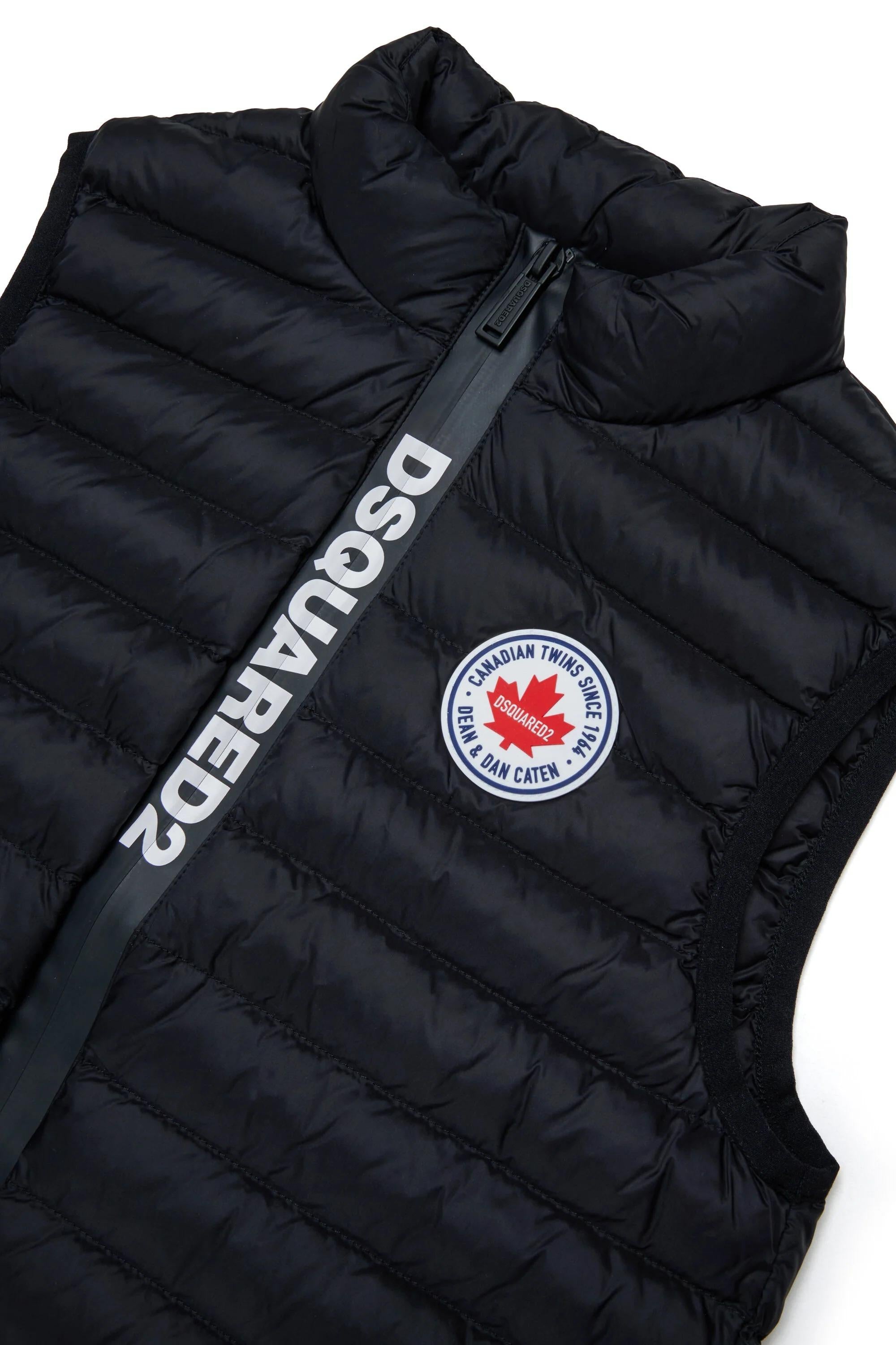 DSQUARED2<BR/>Giubbotto imbottito con logo stampato nero DQ3231-D0ABC DQ900 DSQUARED KID 