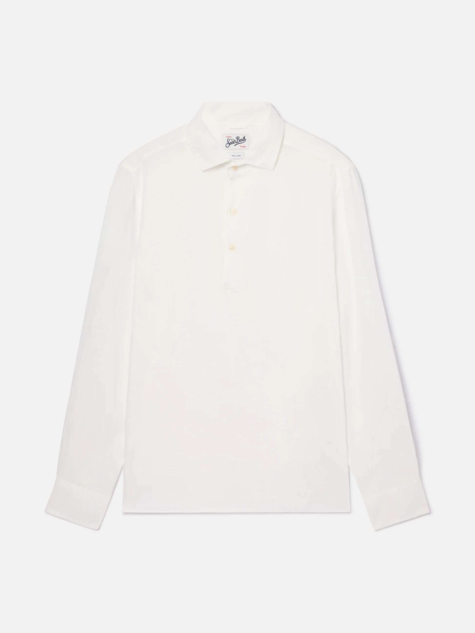 Polo Raphael a maniche lunghe in lino bianco RPA000101457L RPA0001 01457L MC2 SAINT BARTH 