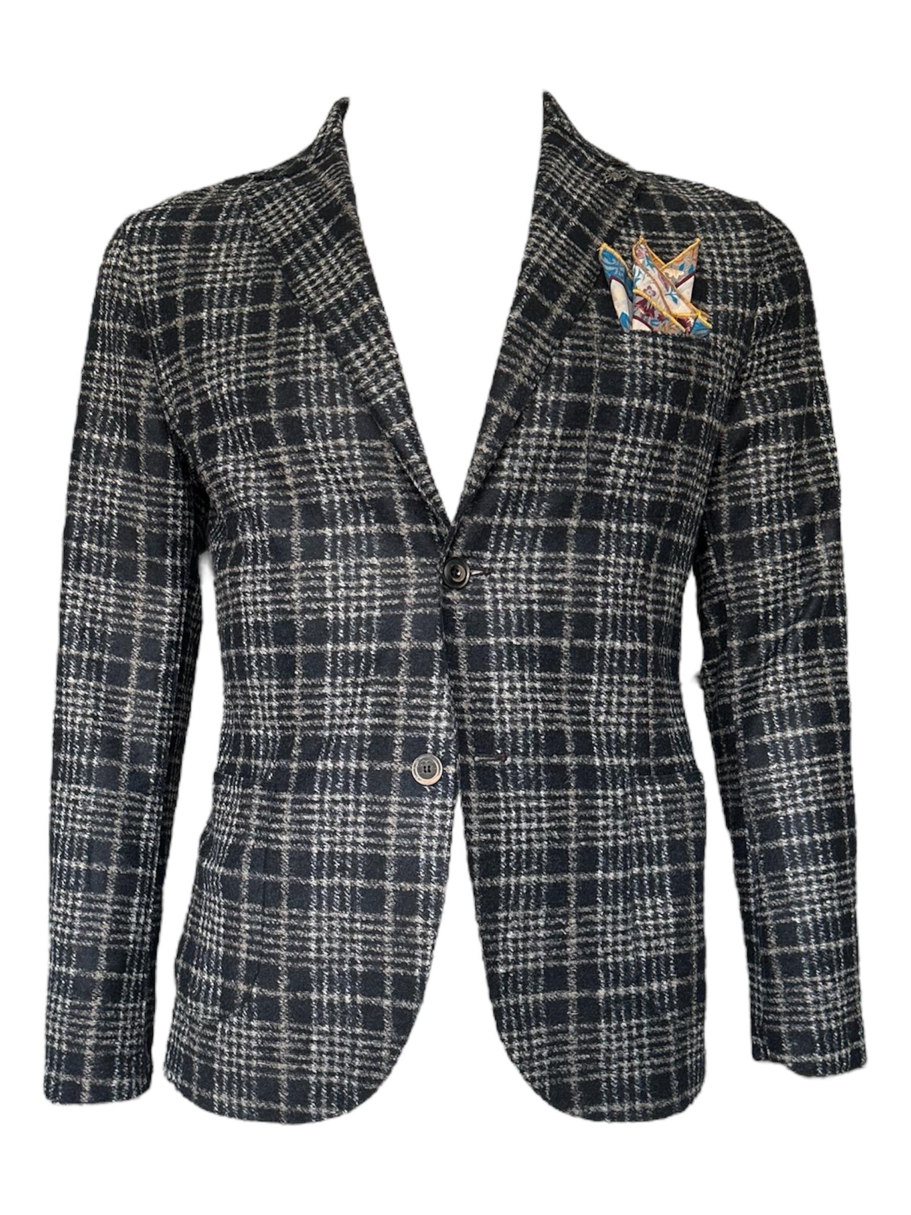 Bob giacca monopettotessuto fantasia blu e grigio HARLOW164-T164 VAR.1 BOB 