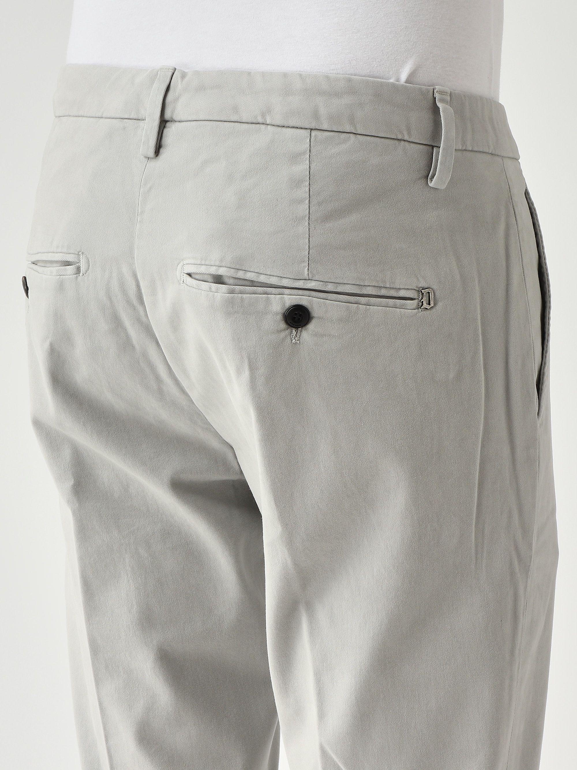 Pantalone Gaubert slim fit in gabardina di cotone stretch grigio chiaro UP235-GSE043U-PTD 902 DONDUP 