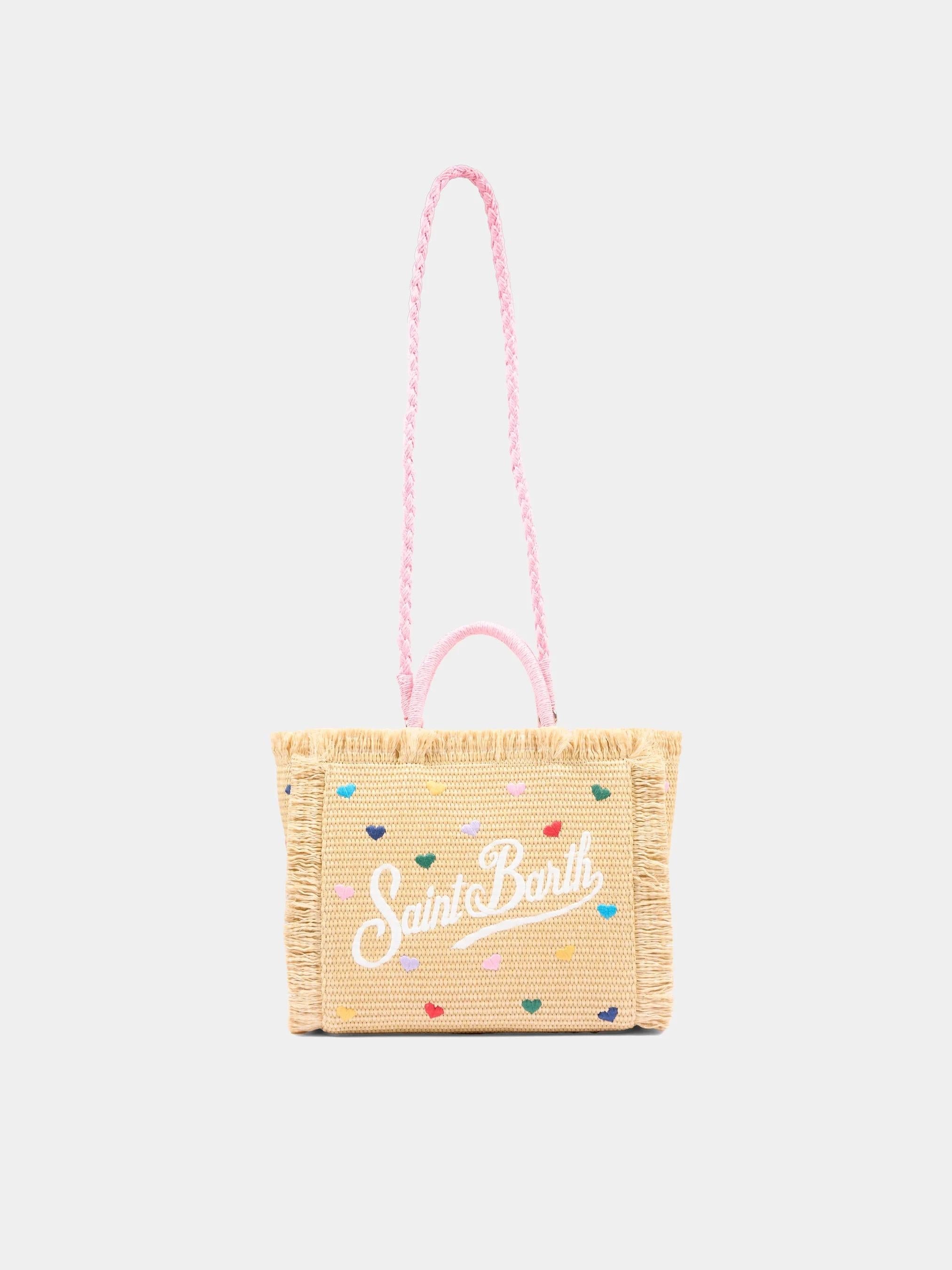 Mc2 Saint Barth<BR/>Borsa mare beige Colette Straw con cuori COL0017 00344L MC2 SAINT BARTH 