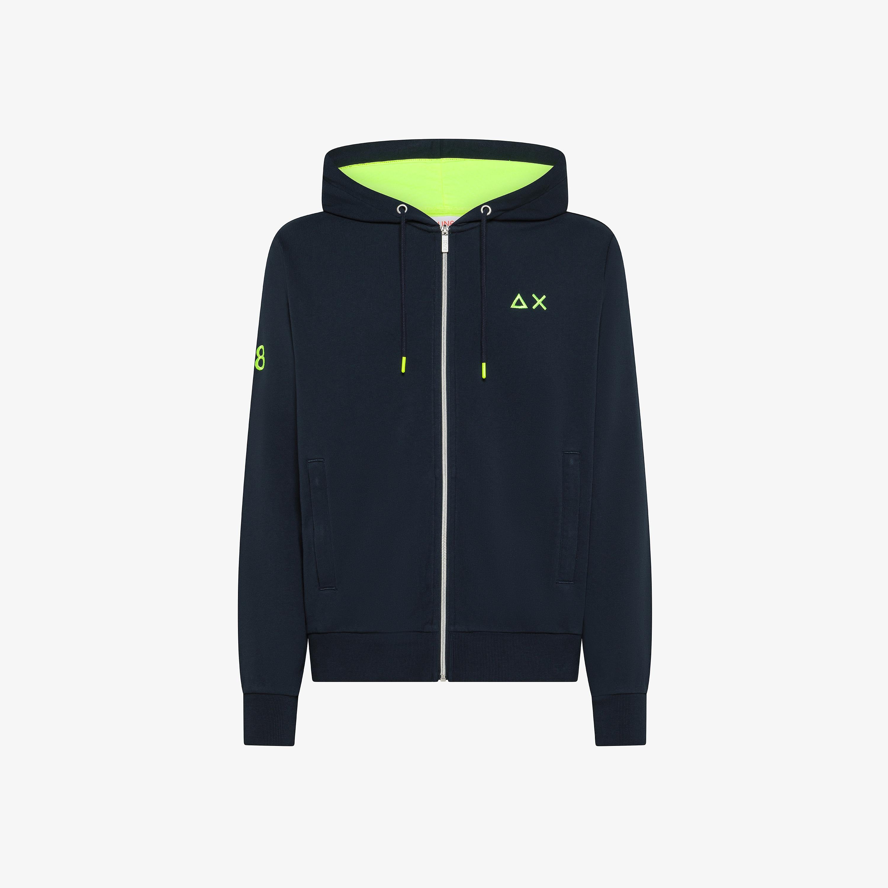 Hoodie zip sun68 fluo basic fleece Navy Blue F36116 07 SUN 68 