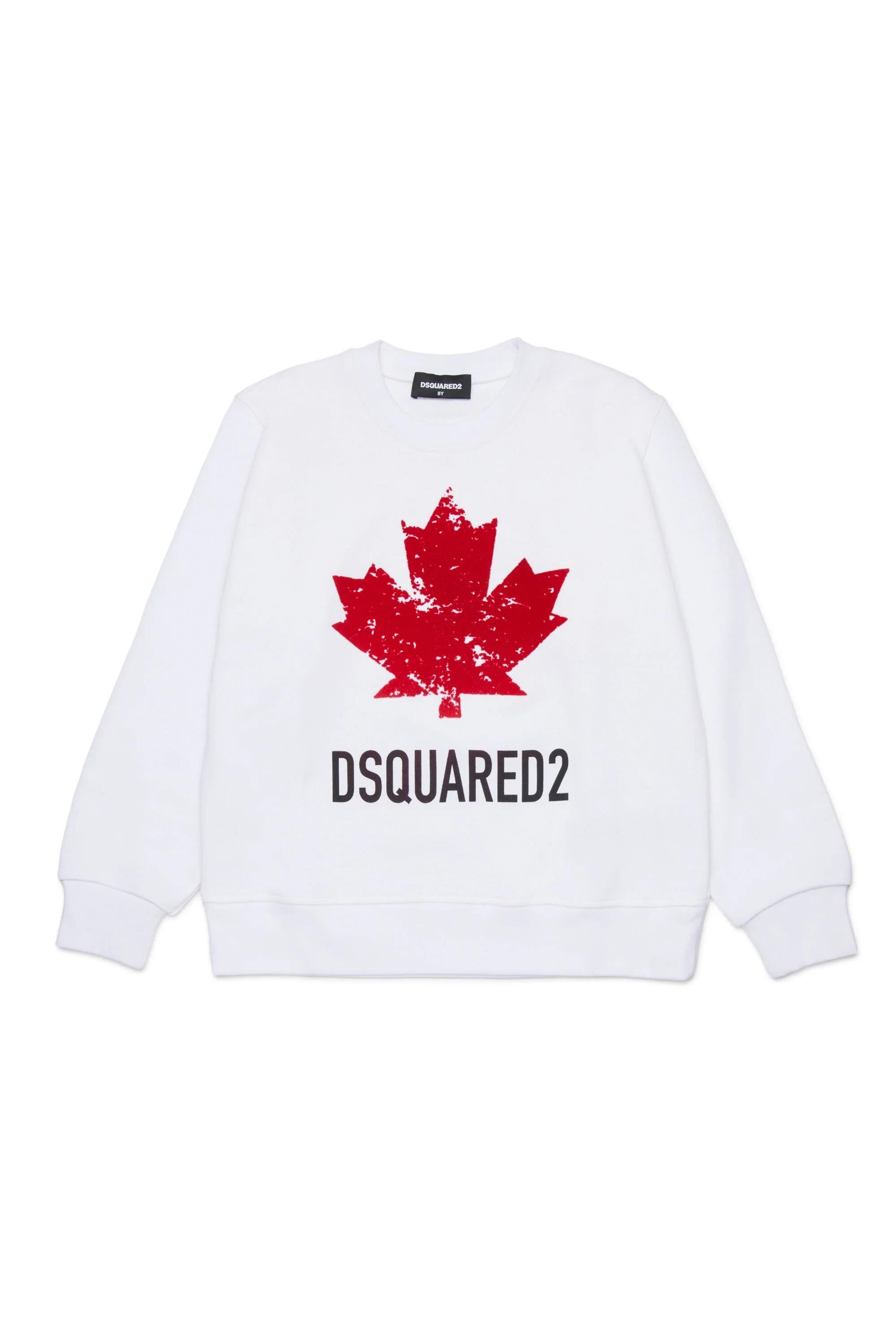 DSQUARED2<BR/>Felpa girocollo con logo Sport bianca DQ3005-D00ZF DQ100 DSQUARED KID 