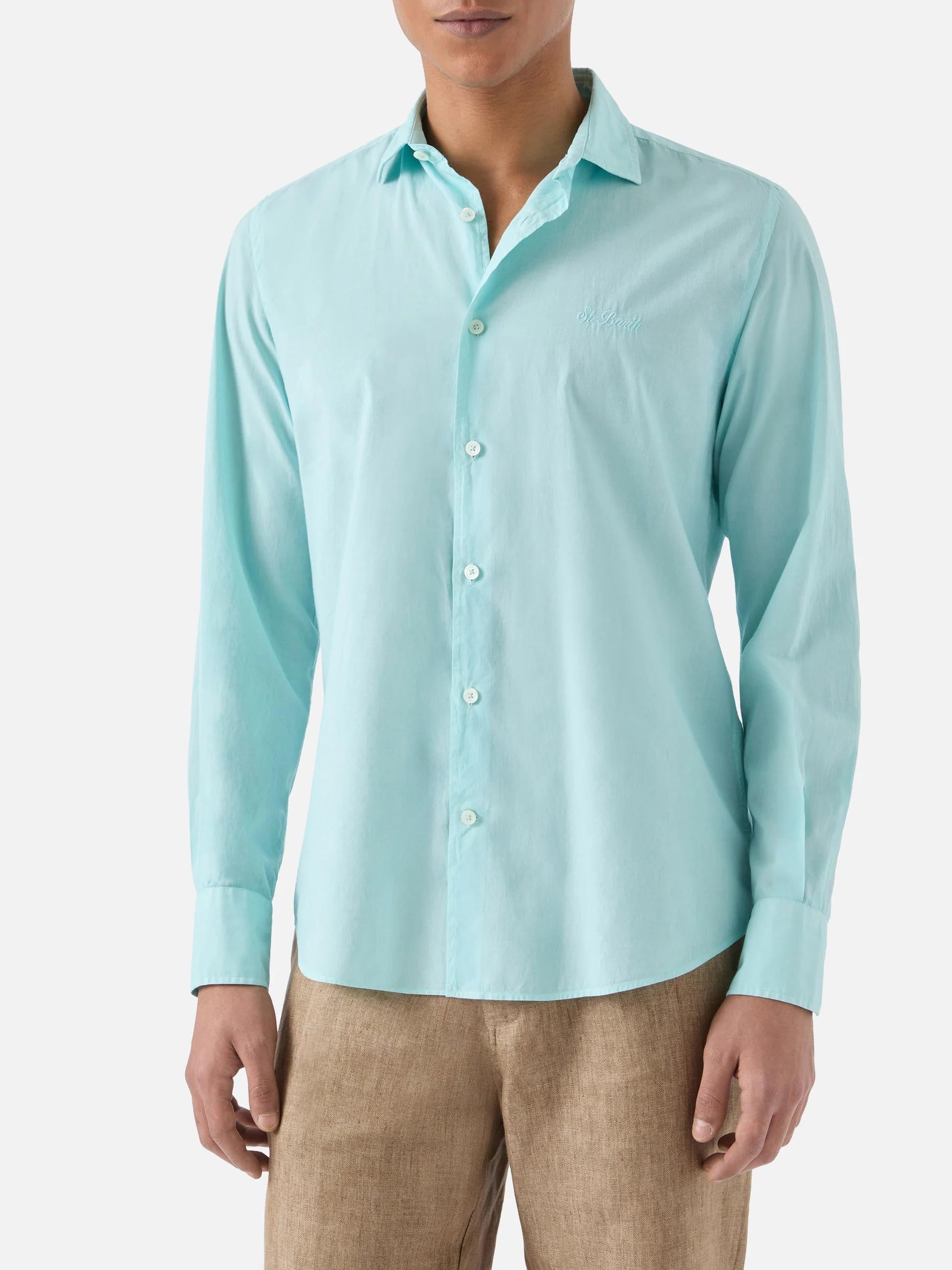 Camicia Chemise in cotone verde acqua tinta unita LCM0001 00424L MC2 SAINT BARTH 
