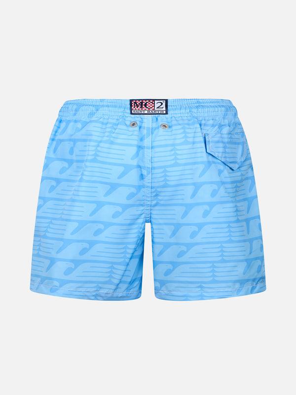 Costume mare Jean Lighting in tessuto leggero con stampa logo Lazio e ricamo Di Padre in Figlio JEA0004 04846H MC2 SAINT BARTH 