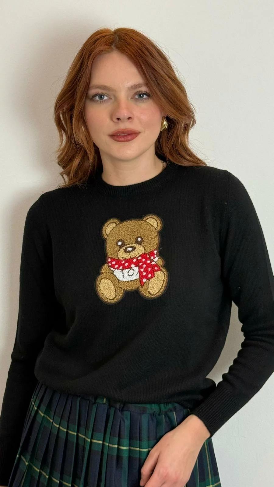 Vicolo Maglia orsetto sciarpa art. 77335F NERA 77335F NERO VICOLO 