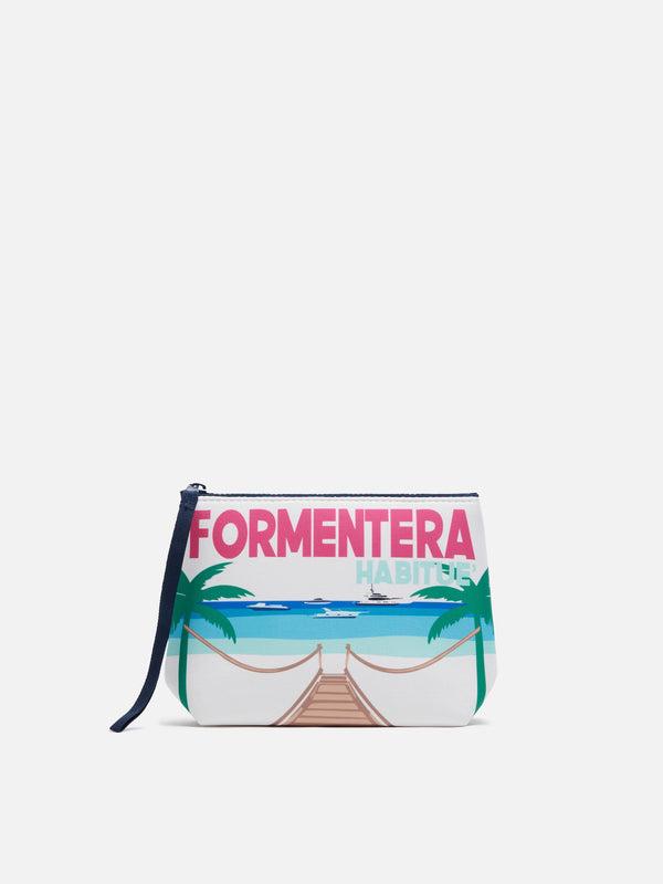 Pochette Aline in scuba con stampa cartolina Formentera ALIN001 03736H MC2 SAINT BARTH 