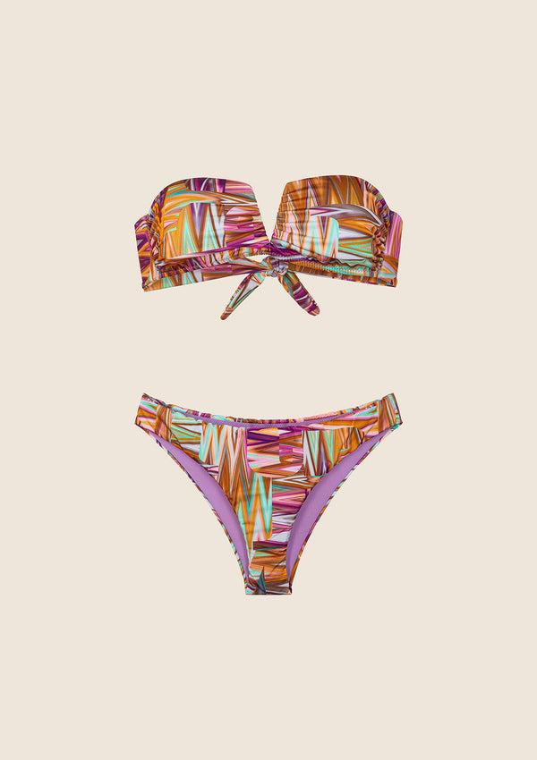 Bikini Donna F**K Fascia a V con Ferretto e Slip Fisso Fantasia 2139-X07