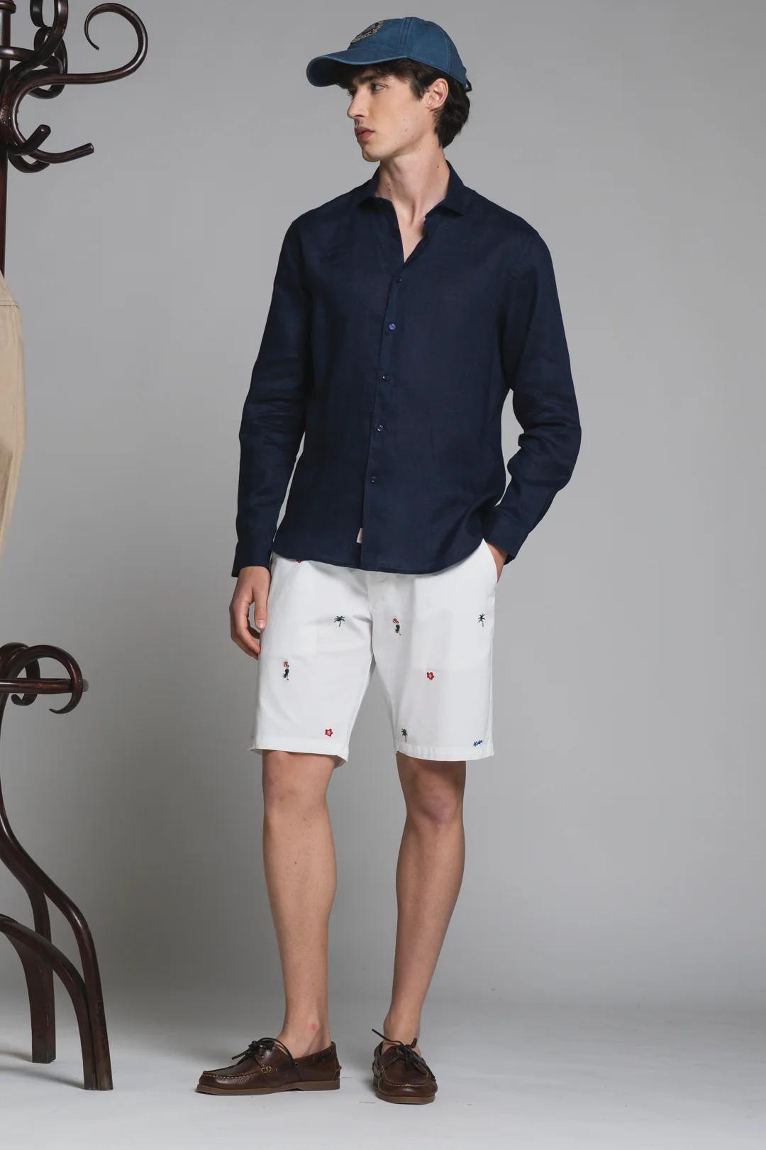 RILEY SHIRT COLLAR FRENCH IN 100% LINEN NAVY IM26SSSM-RILEY-LIN C01 IMPURE 