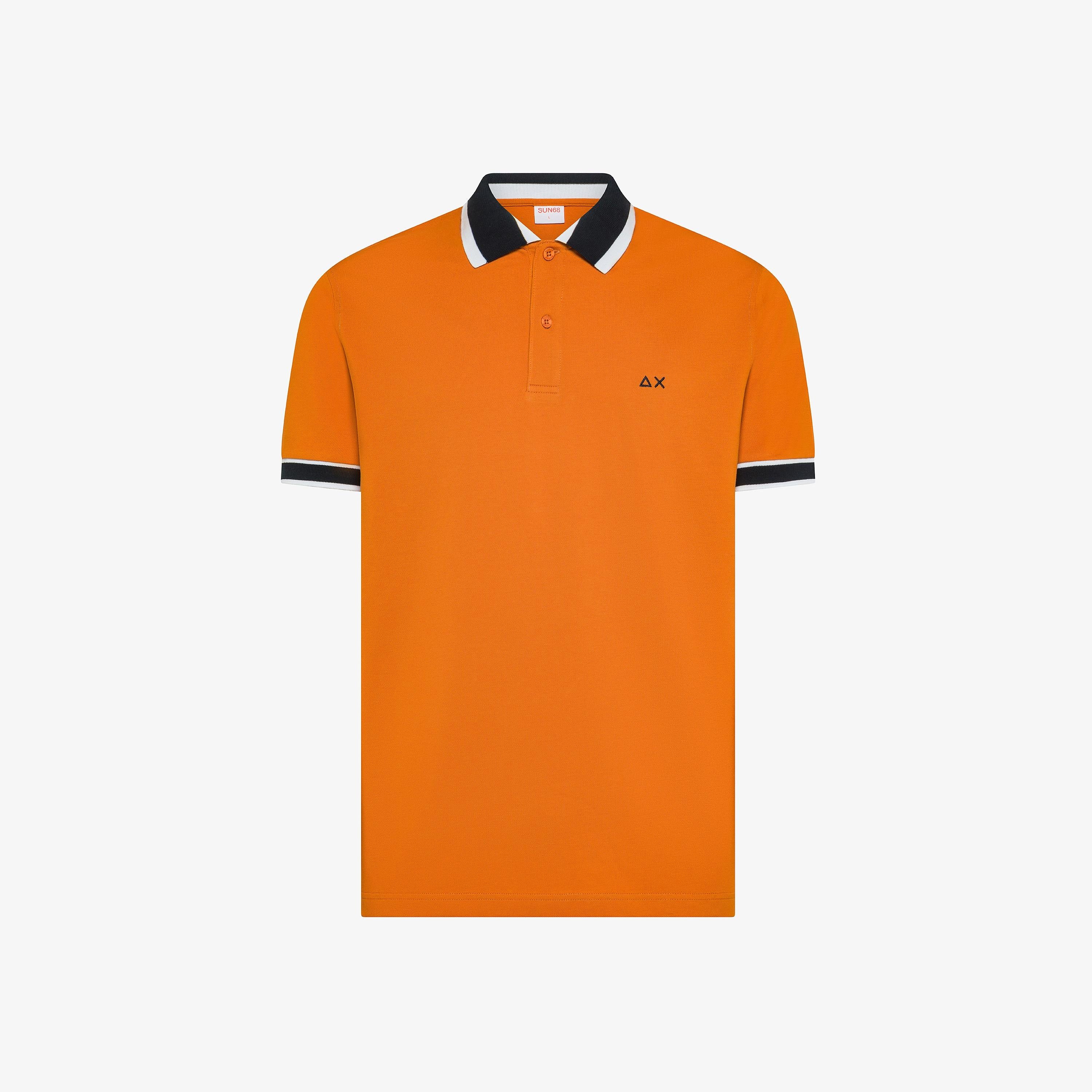 SUN68 Polo multistripes on collar Rust A36117 36 SUN 68 