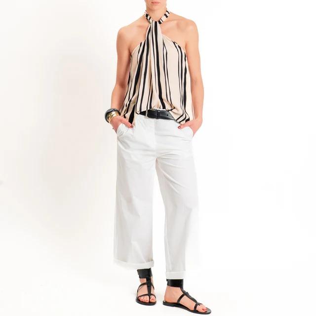 Vicolo-Pantalone popeline elastico dietro - bianco TAB2001 NATURALE VICOLO 