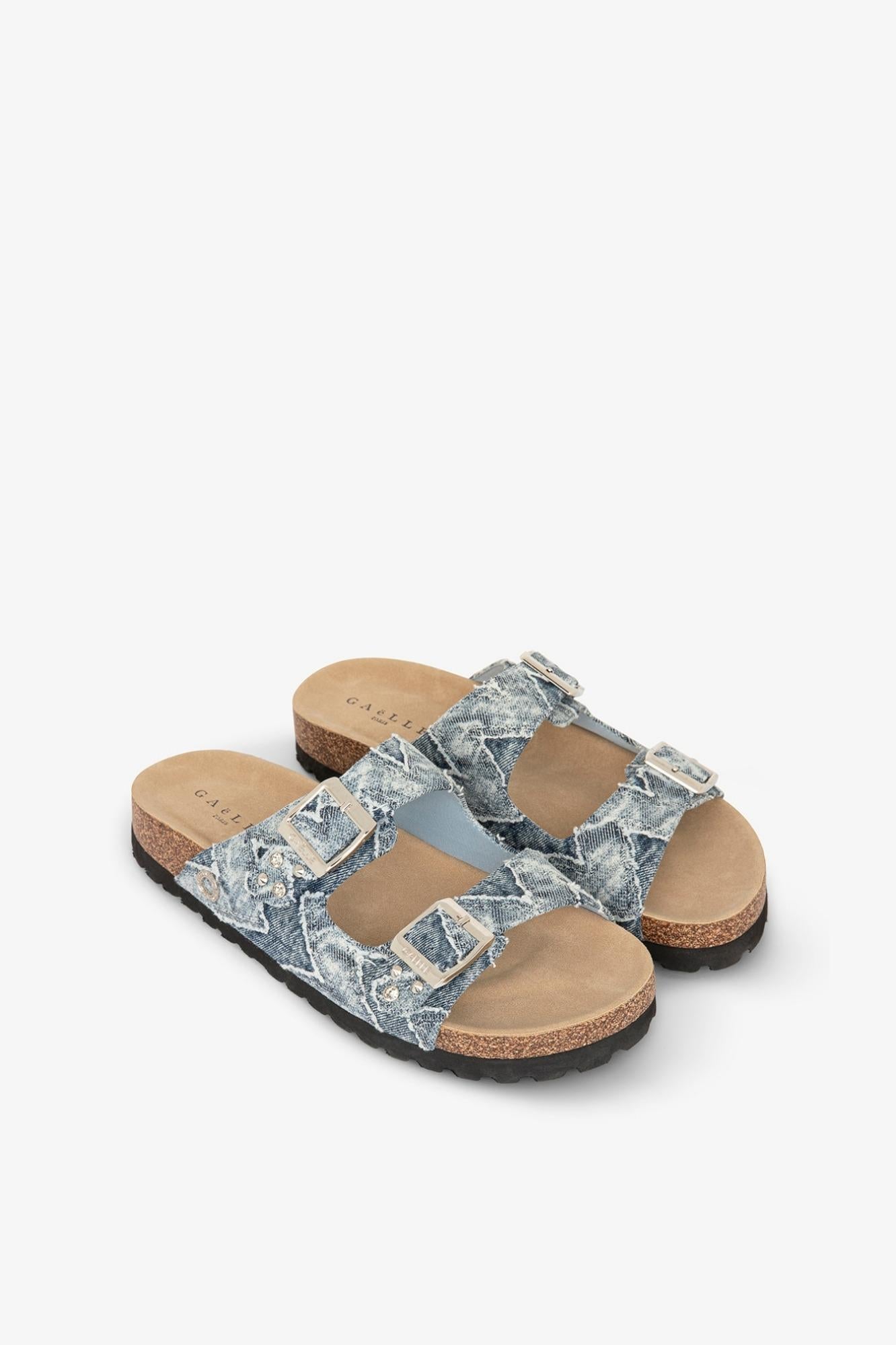 Sandalo In Denim Con Rivetto Personalizzato E Doppia Fibbia  Blue Denim - Gaëlle Paris GACAW01716-MTFI0002 BL62 GAELLE 