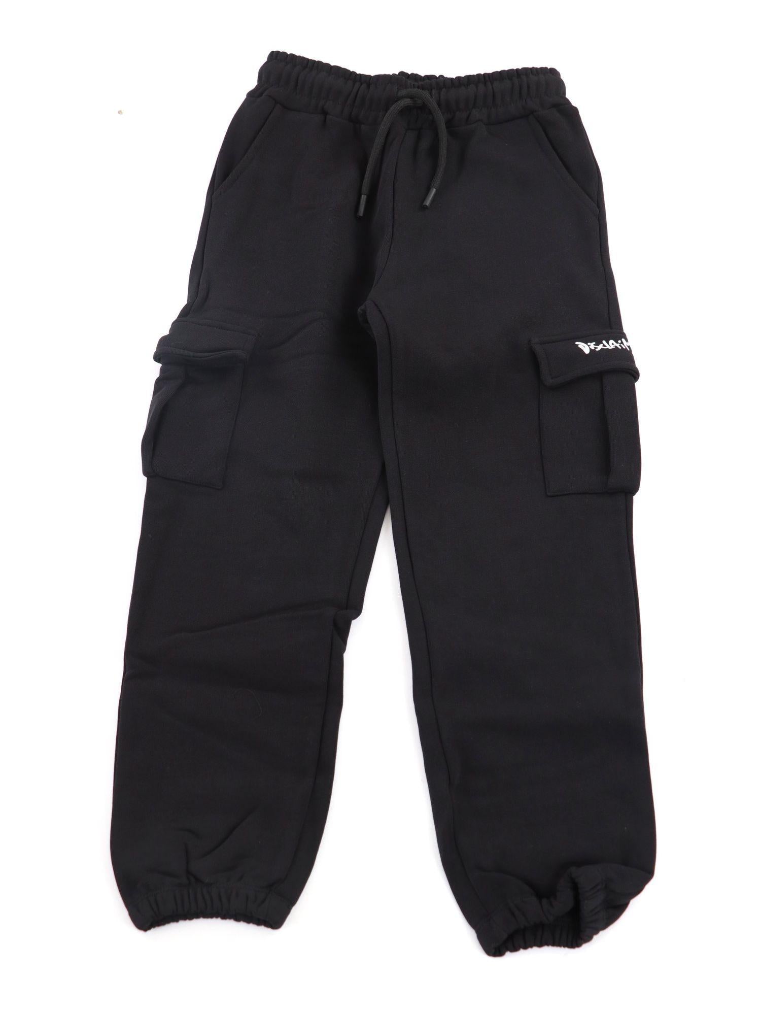 Pantalone cargo bambino in felpa tye dye disclaimer 25IDK58605 NERO-ST.BIANCA DISCLAIMER 