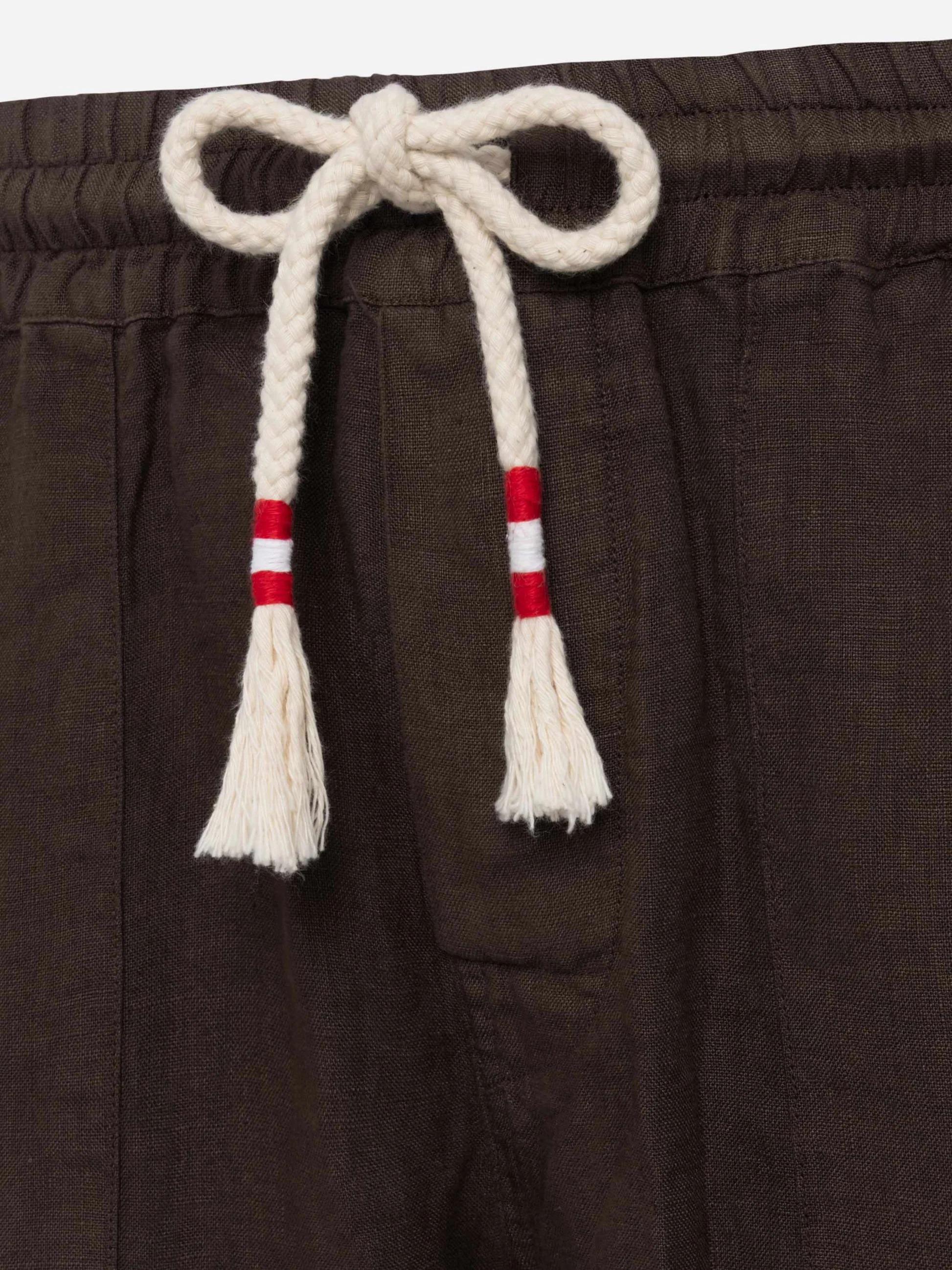 Pantaloni in lino marroni Calais con coulisse CAA0001 00920L MC2 SAINT BARTH 