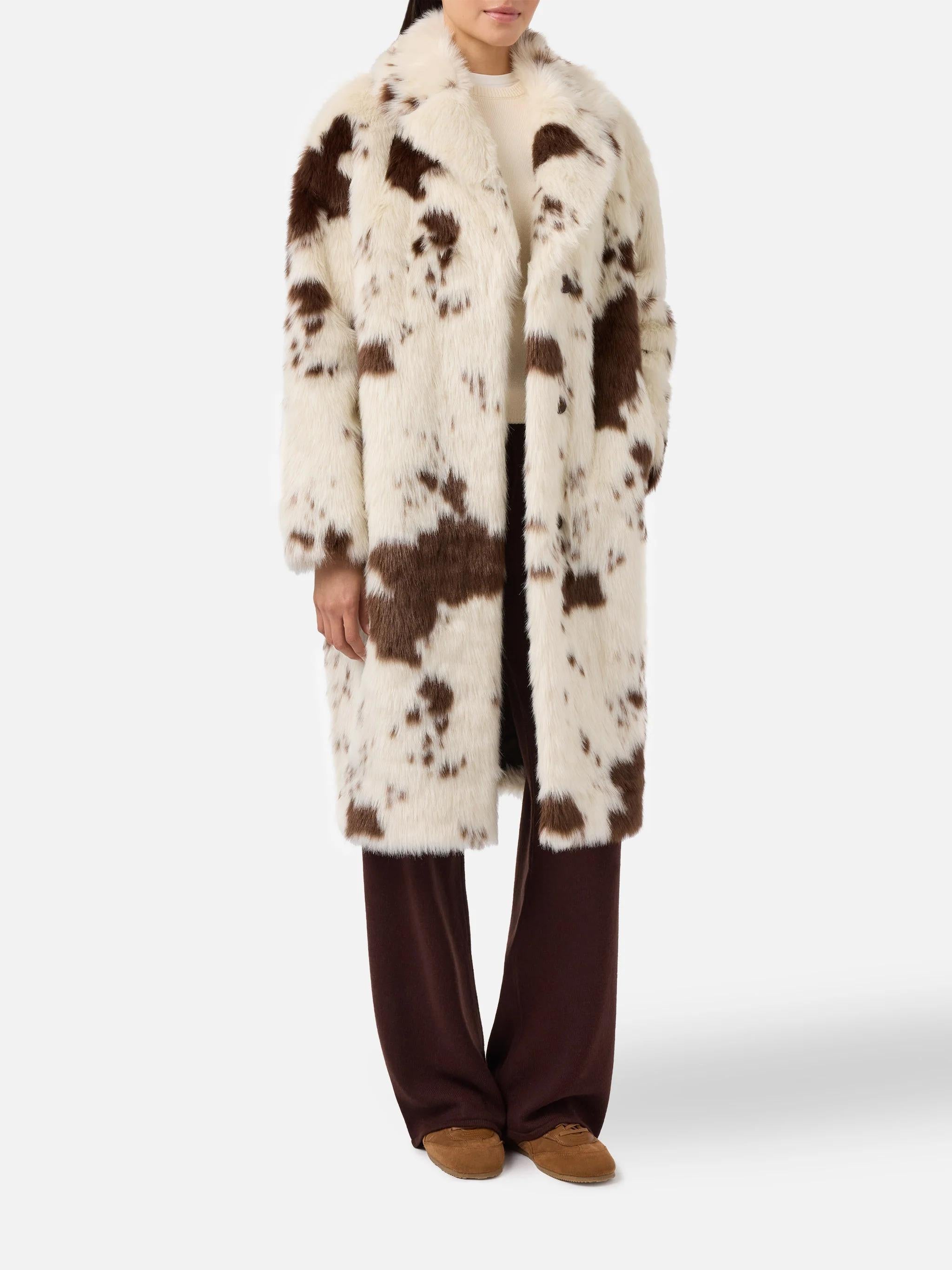 Cappotto Rouge in faux fur con stampa muccata RUG0001 00234I MC2 SAINT BARTH 