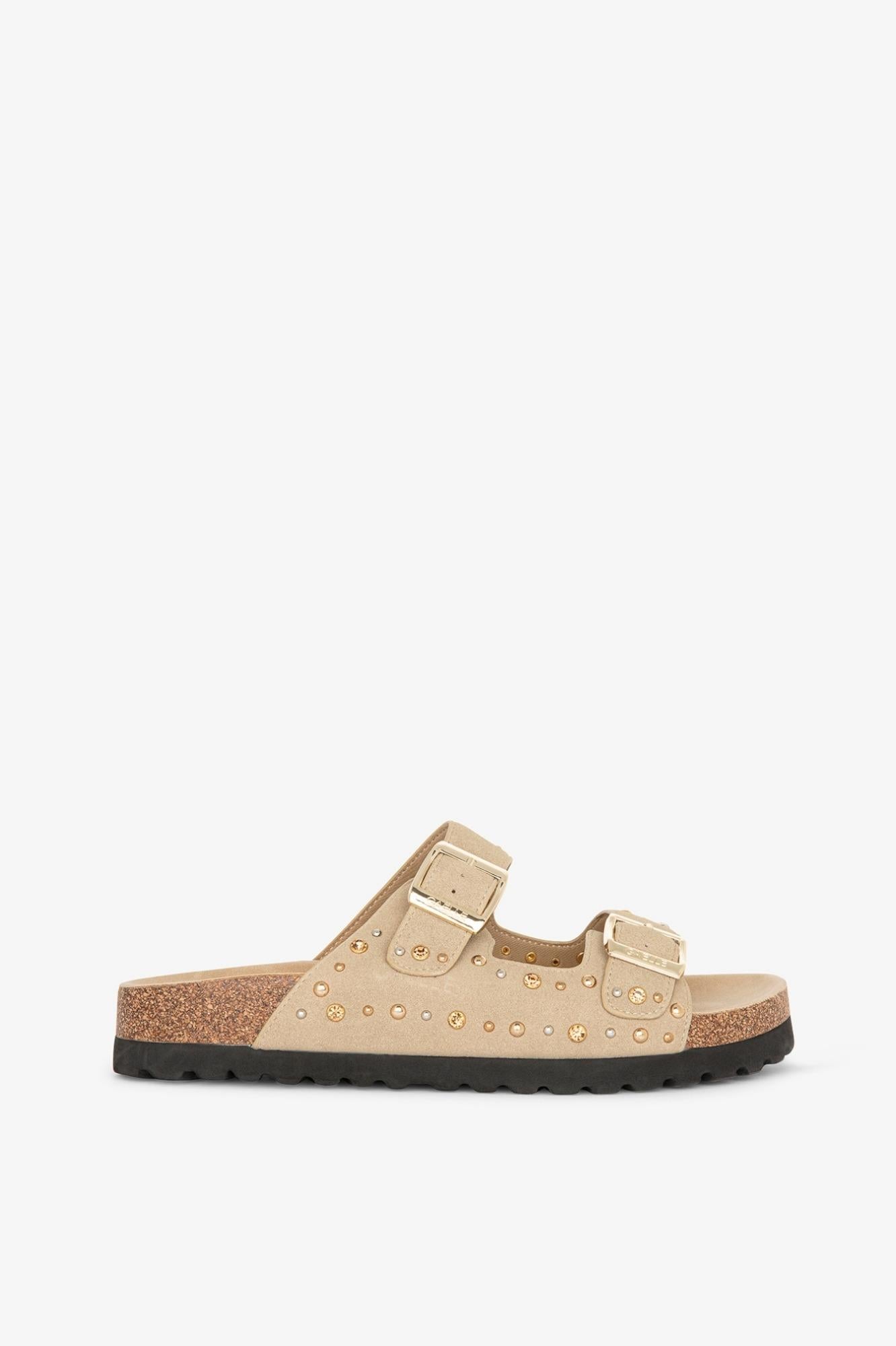 Sandalo In Suede Con Doppia Fibbia E Borchie  Safari - Gaëlle Paris GACAW01719-MTFI0007 BE33 GAELLE 