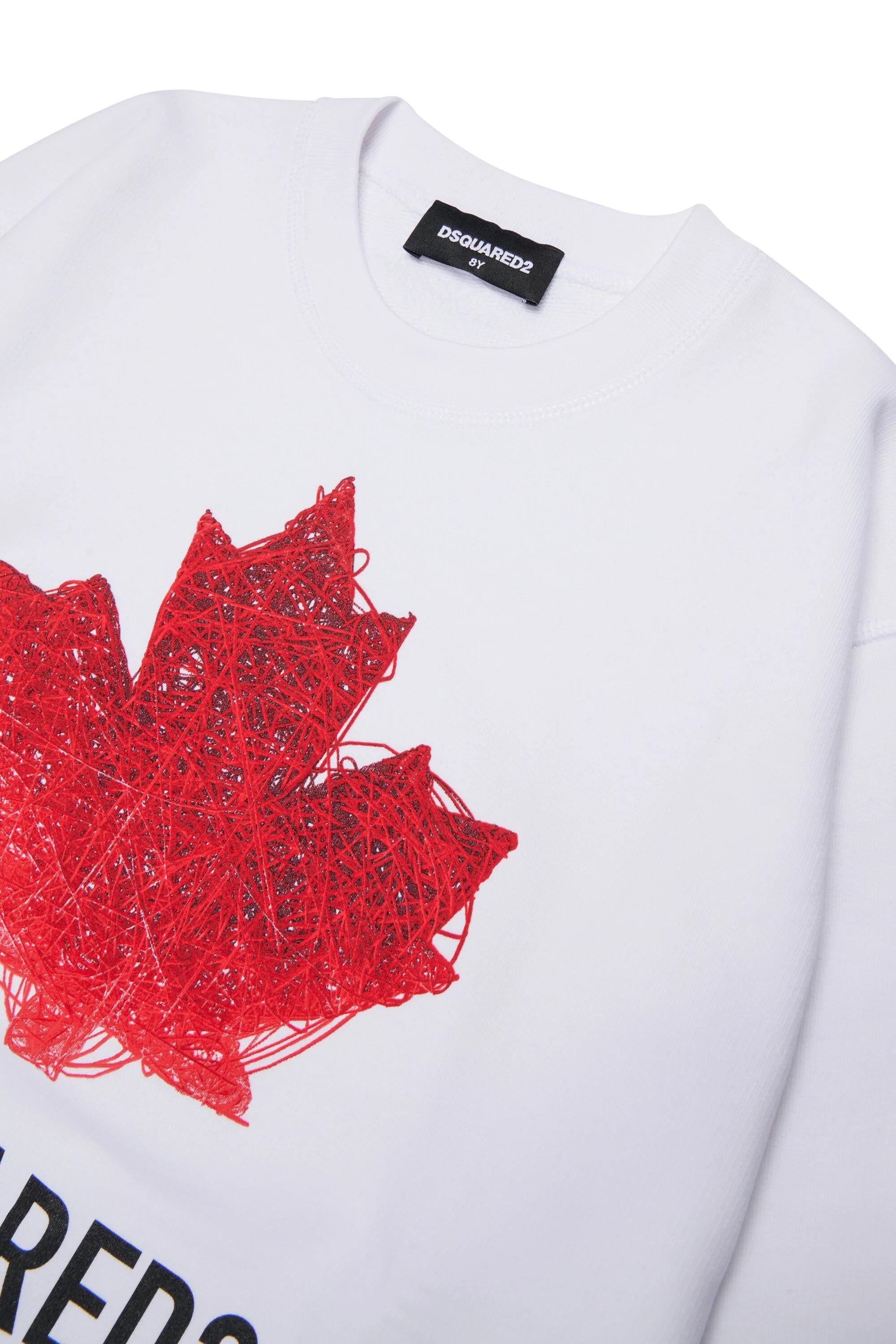 DSQUARED2<BR/>Felpa girocollo con logo bianca DQ31932-D0AGW DQ100 DSQUARED KID 