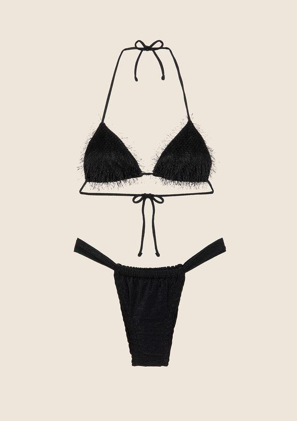 Bikini Donna F**K Triangolo con Slip Brasiliano Fisso Nero 1121-BK