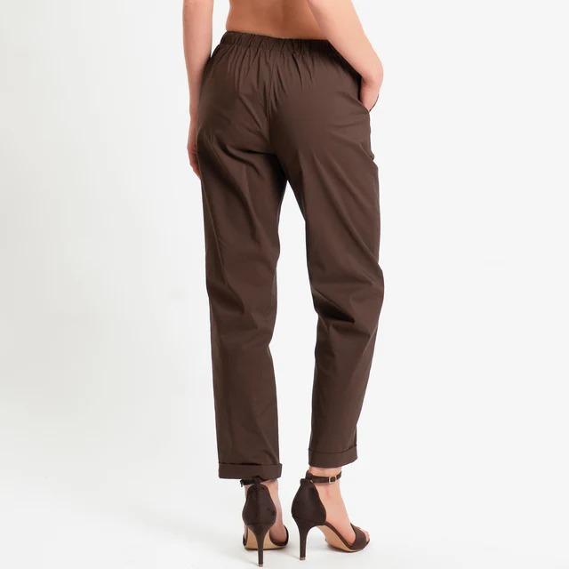 Vicolo-Pantalone popeline elastico in vita -TAB1761 moro TAB1761 MORO VICOLO 