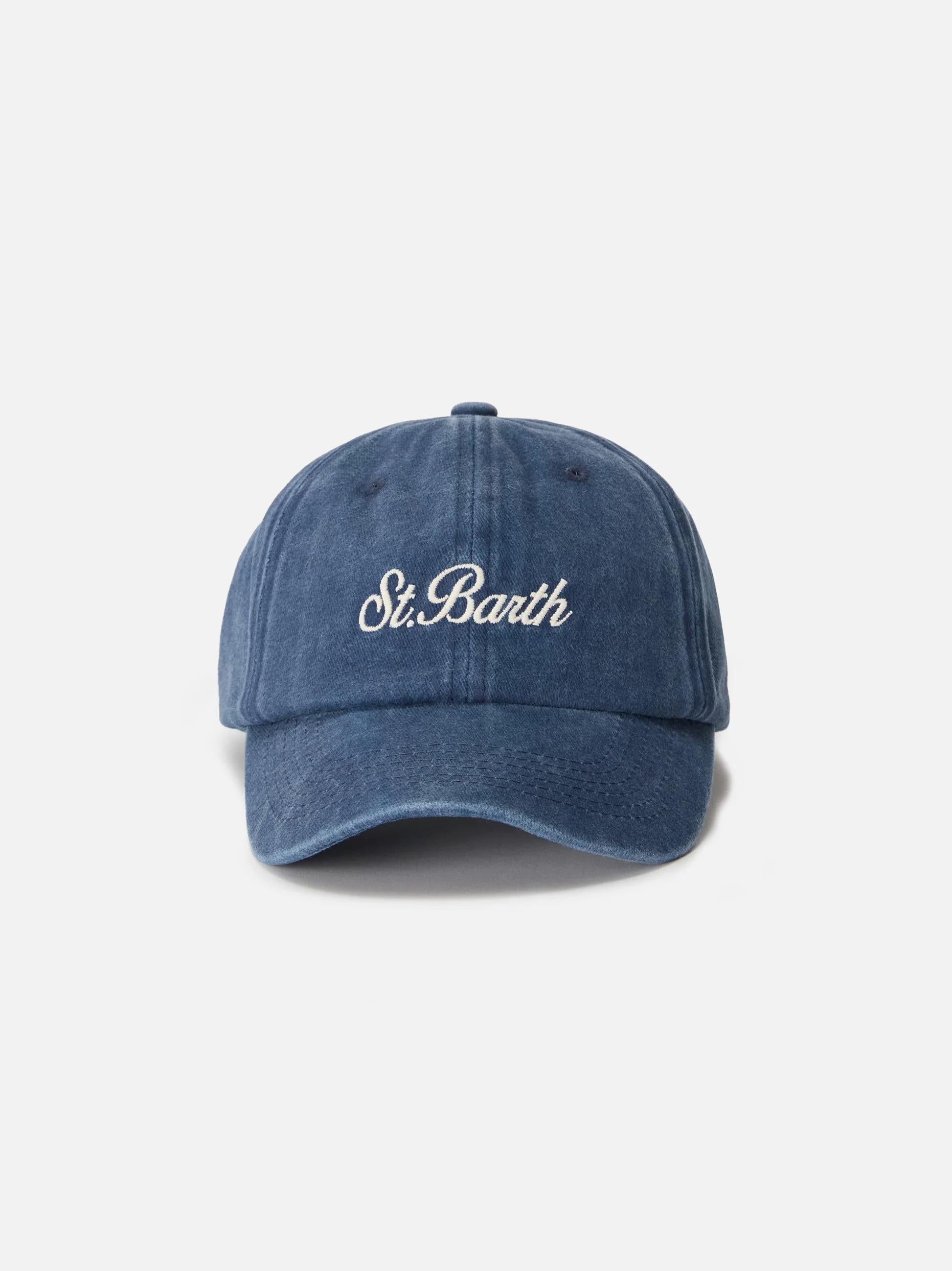 Cappellino Davis con visiera in denim blu con logo ricamato DAS0004 02963L MC2 SAINT BARTH 