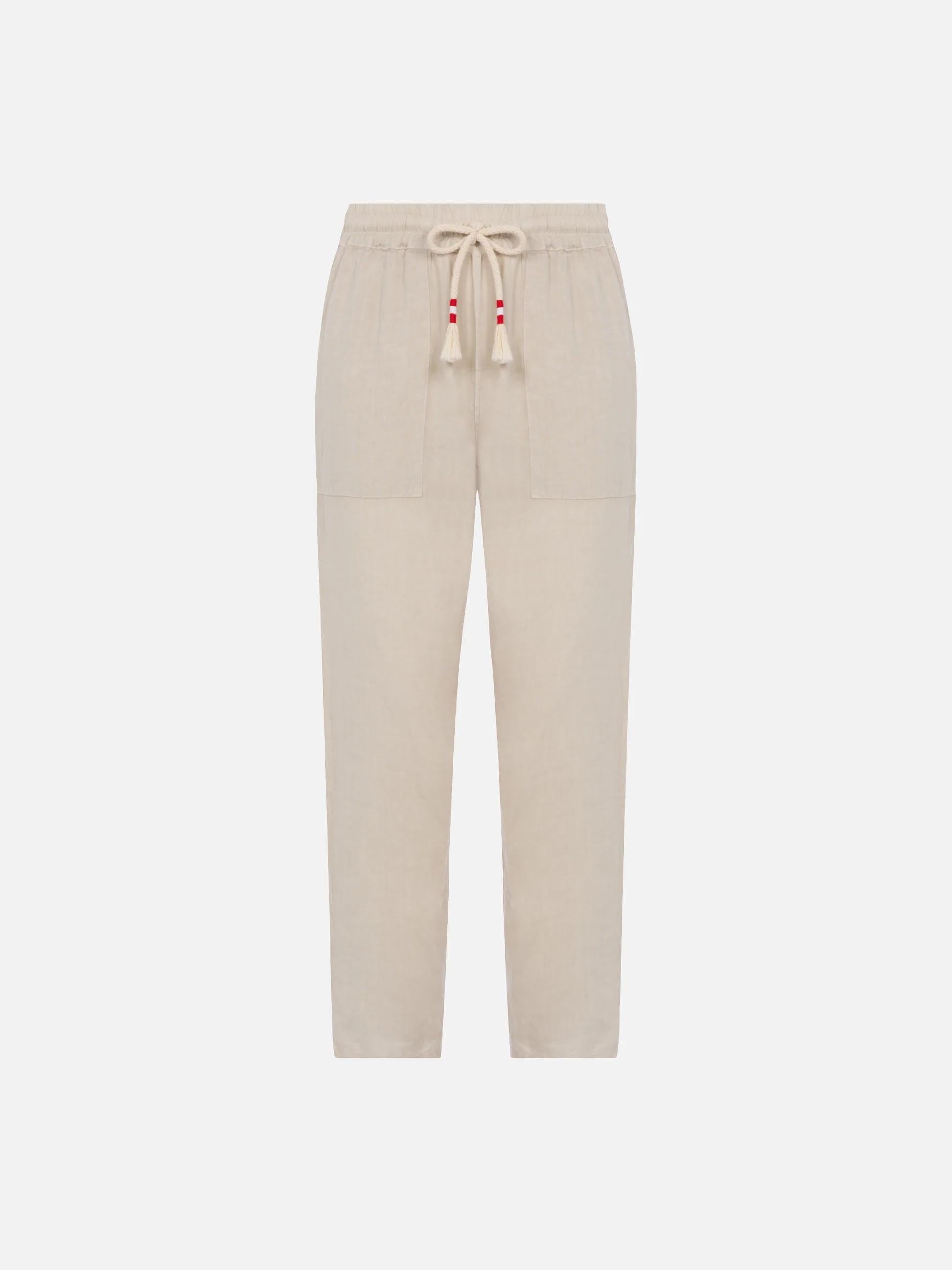 Pantaloni in lino bianco sporco Calais con coulisse CAA0001 00138L MC2 SAINT BARTH 