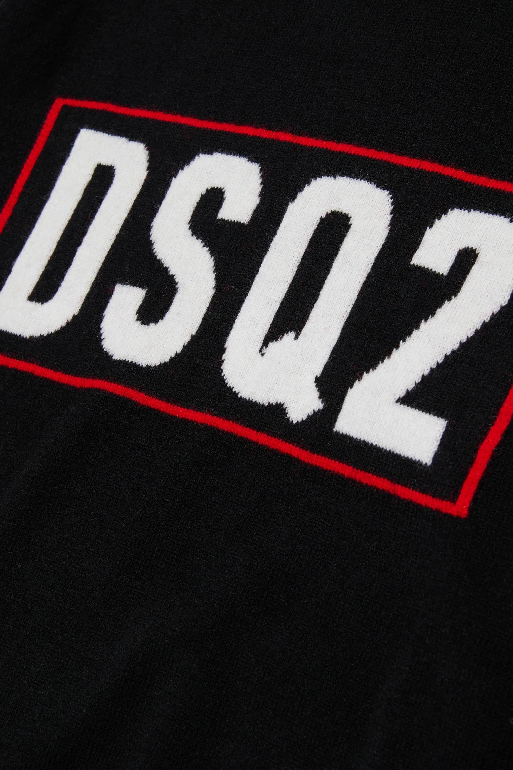 DSQUARED2<BR/>Maglione in lana merino con logo DSQ2 nero DQ3071-D0AFF DQ900 DSQUARED KID 