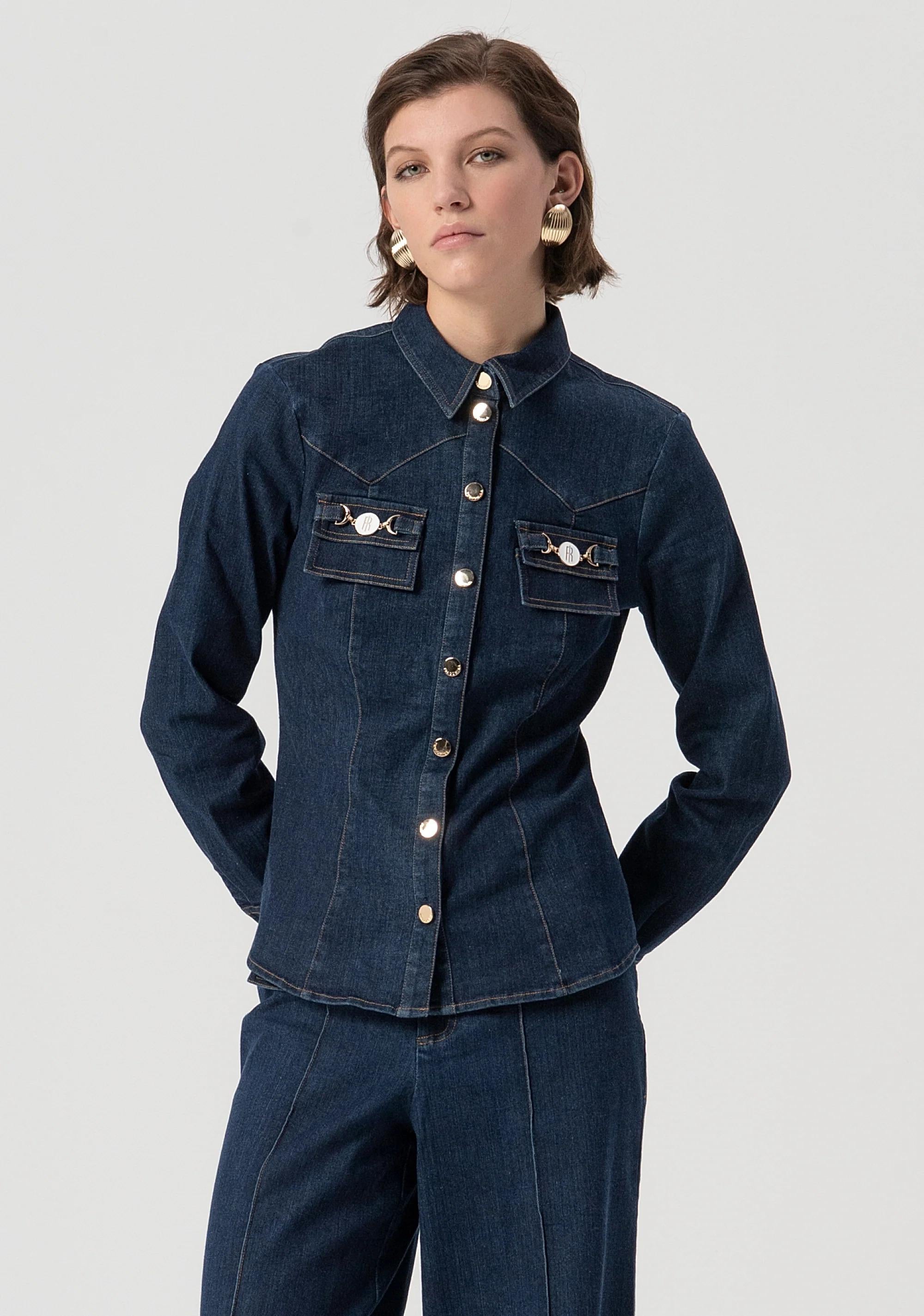 Fracomina Camicia slim in denim con lavaggio medio FS25WT6004W78201 064 FRACOMINA 