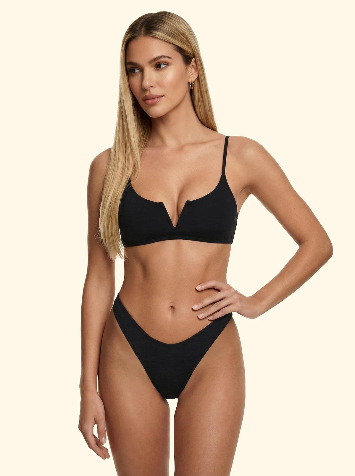 Bikini Donna F**K Top Fisso con ferretto e Slip Americano Fisso Nero SW1805-BK FK00-SW1805 BK F**K 