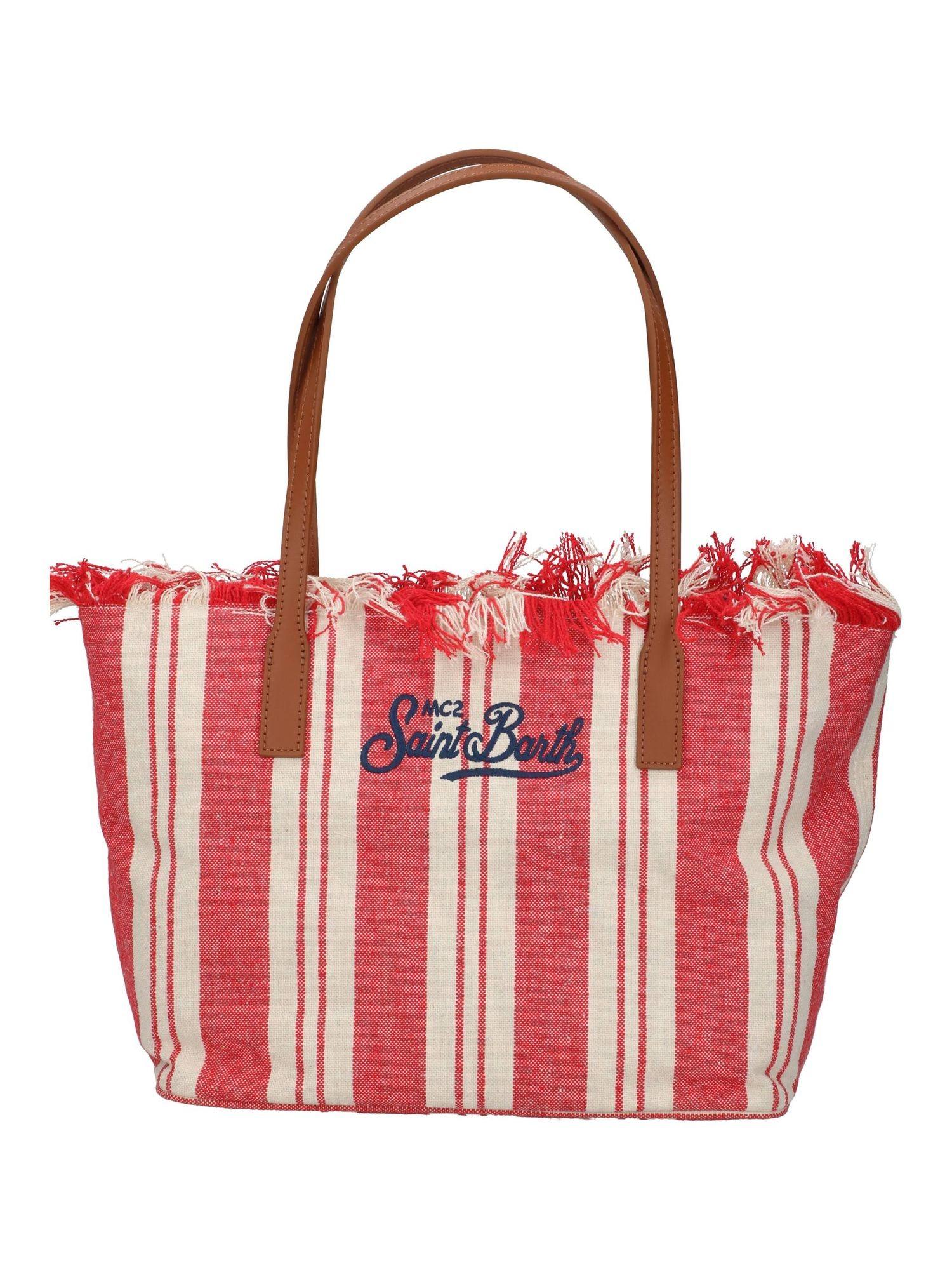 Borsa Mc2 Saint Barth CBMF001 01761L double stripes bianca e rossa. CBMF001 01761L MC2 SAINT BARTH 