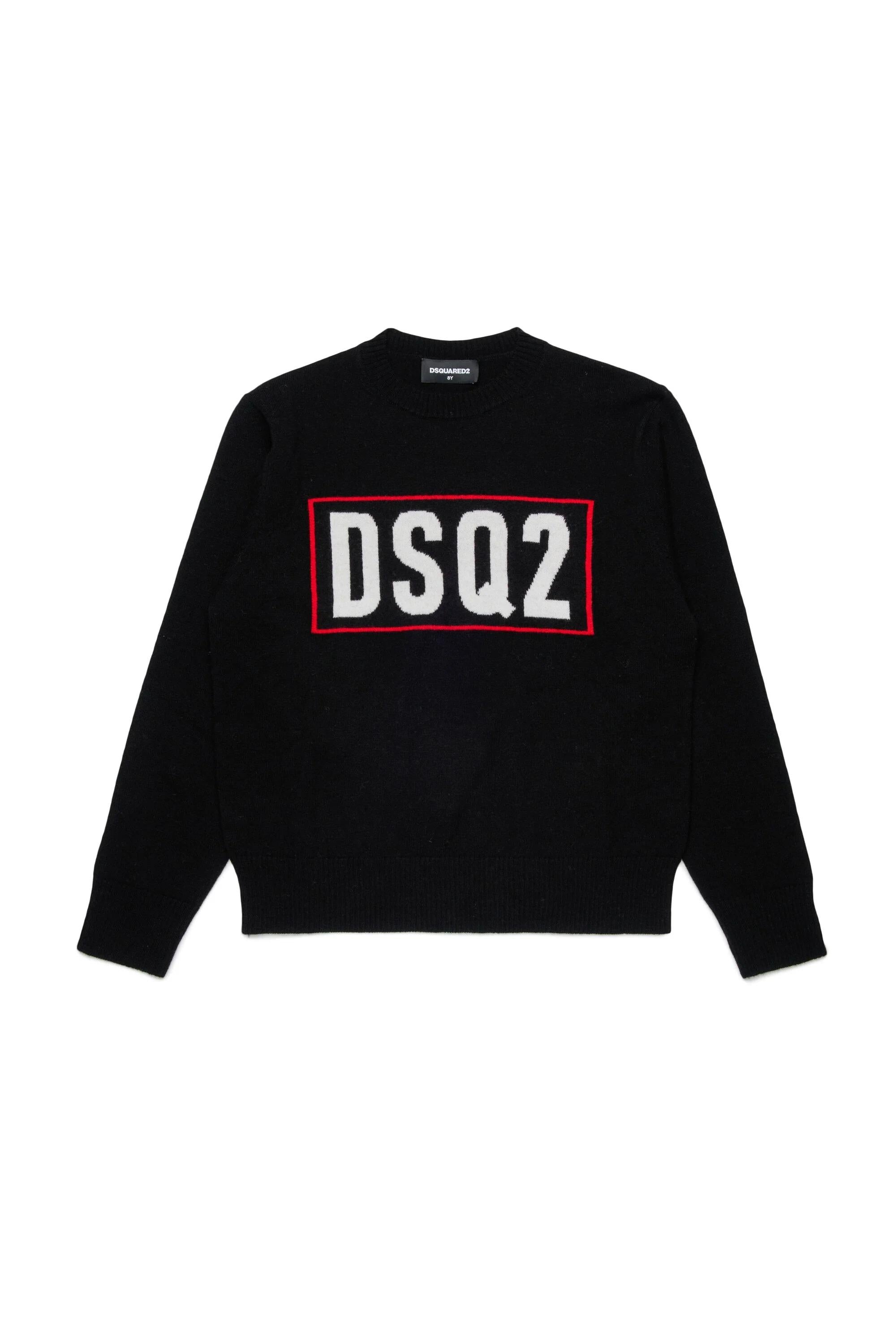 DSQUARED2<BR/>Maglione in lana merino con logo DSQ2 nero DQ3071-D0AFF DQ900 DSQUARED KID 
