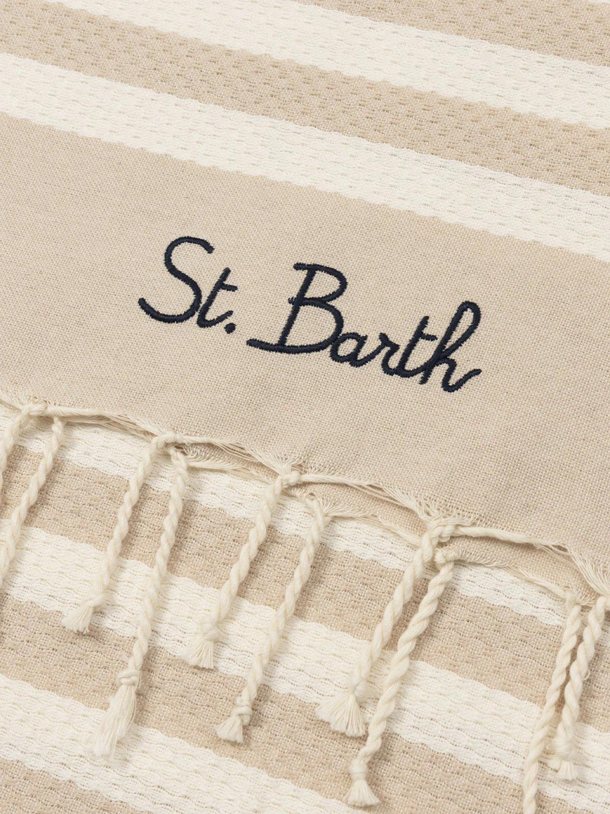 Telo mare Foutas a righe beige e bianche FOUT01202753L FOUT012 02753L MC2 SAINT BARTH 