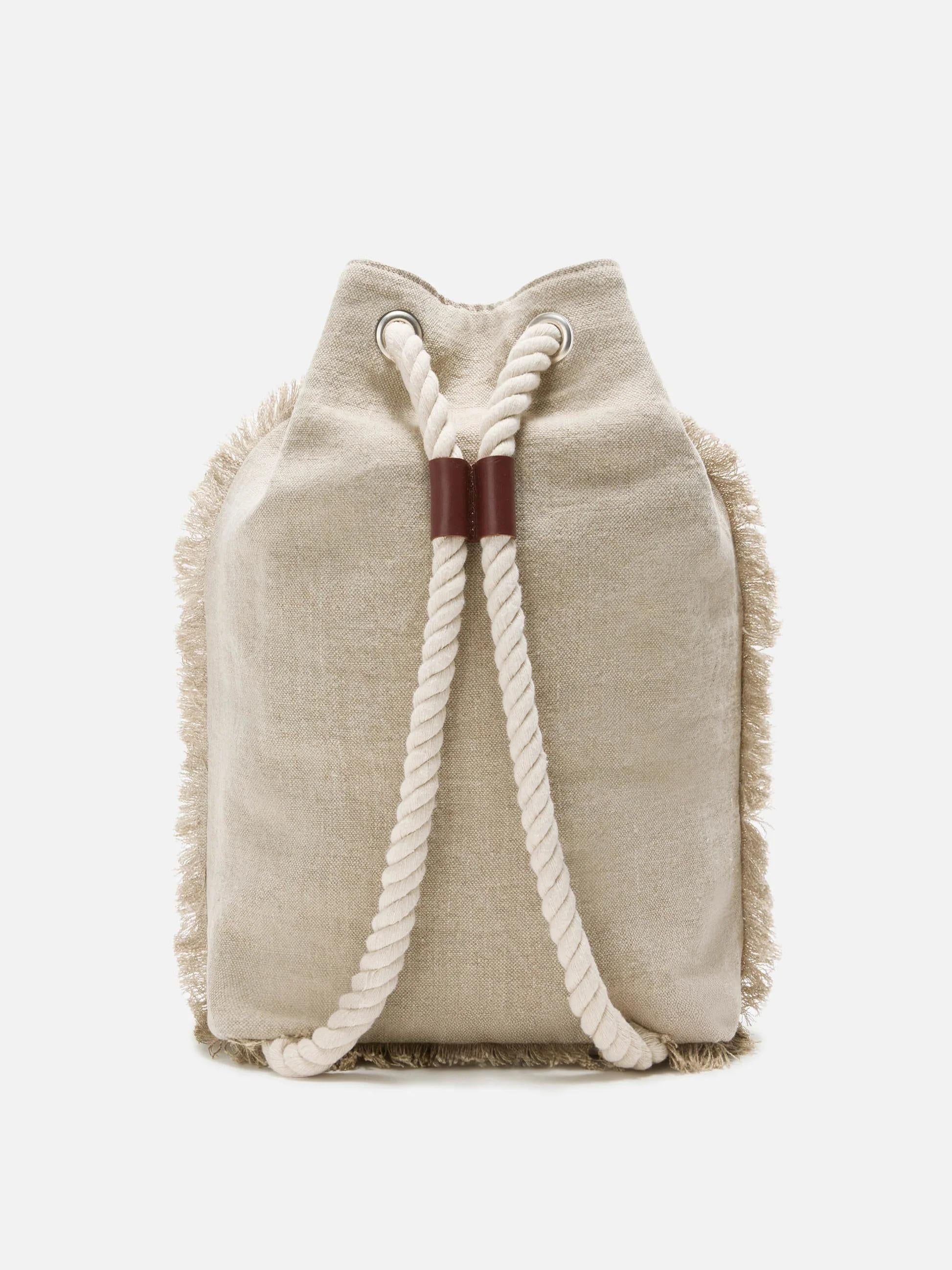 Zaino Boat in lino beige con logo stampato BOBP002 01247L MC2 SAINT BARTH 