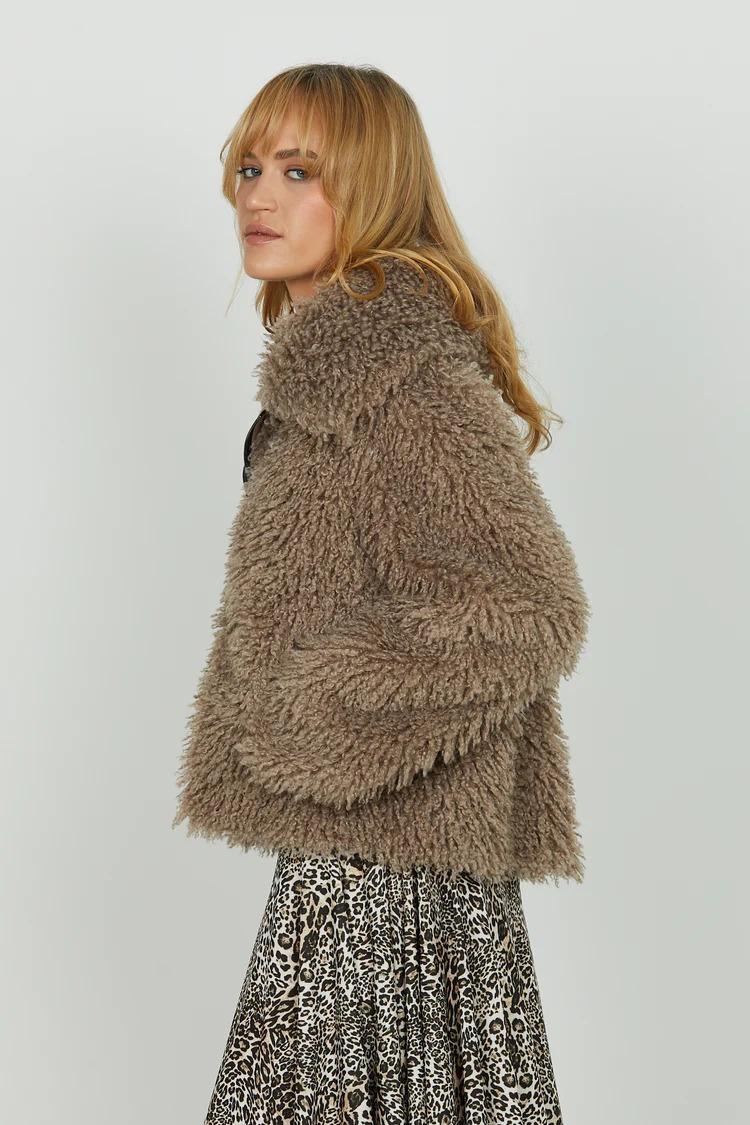 Relish Pelliccia LOCIM eco manica lunga con inserti ecopelle più zip RDA2505009063 COBBLESTONE RELISH 