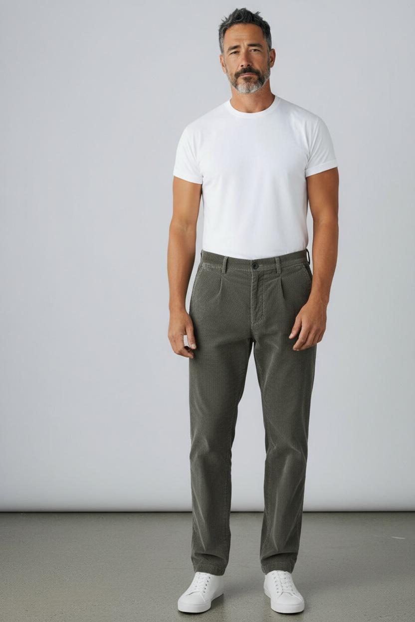 Michael Coal pantalone coulisse mc-denny/2741 velluto millerighe con pence fango MCDEN2741F25 015 MICHAEL COAL 