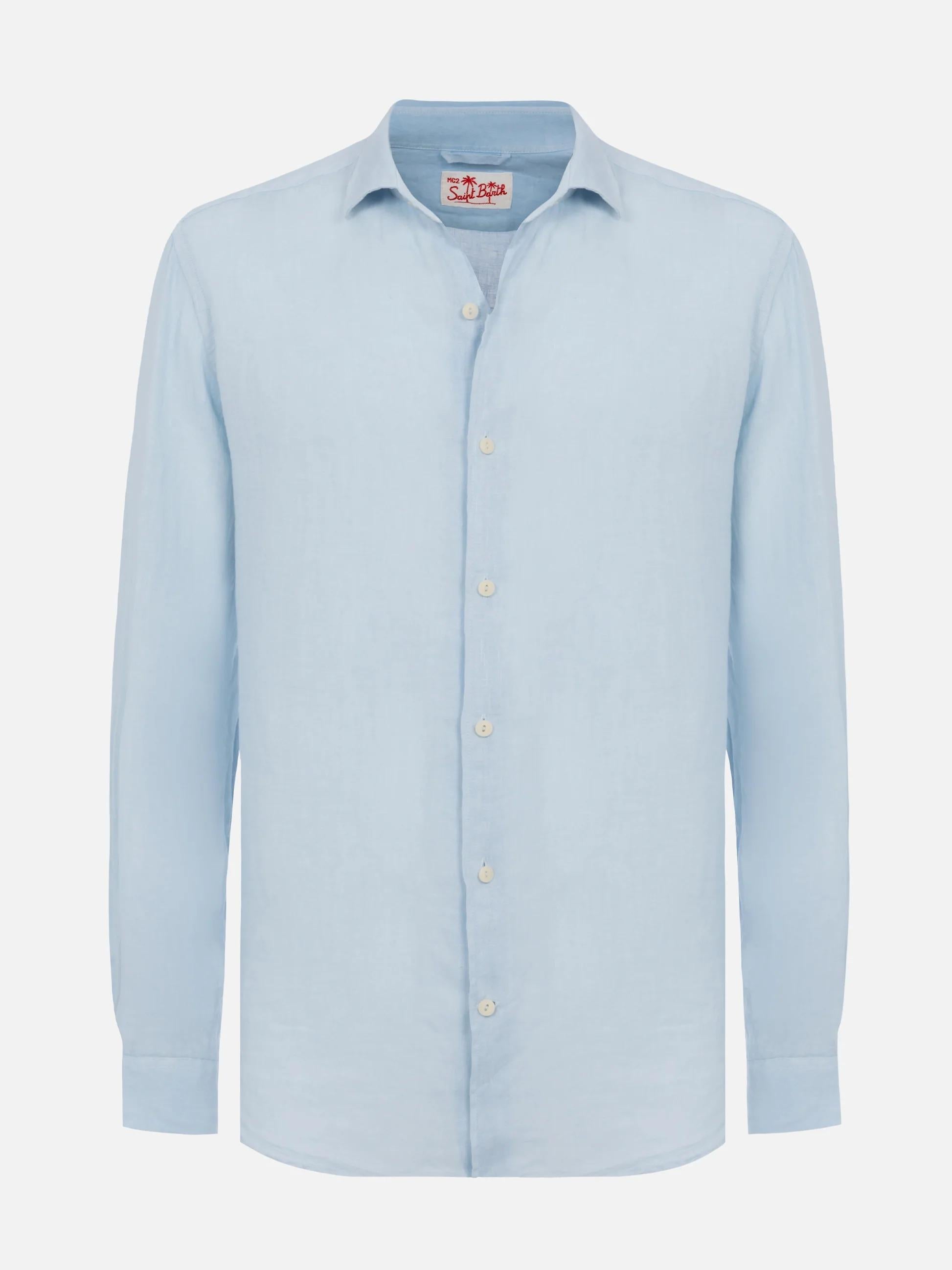 Camicia Pamplona in lino azzurro PAMP001 00555L MC2 SAINT BARTH 