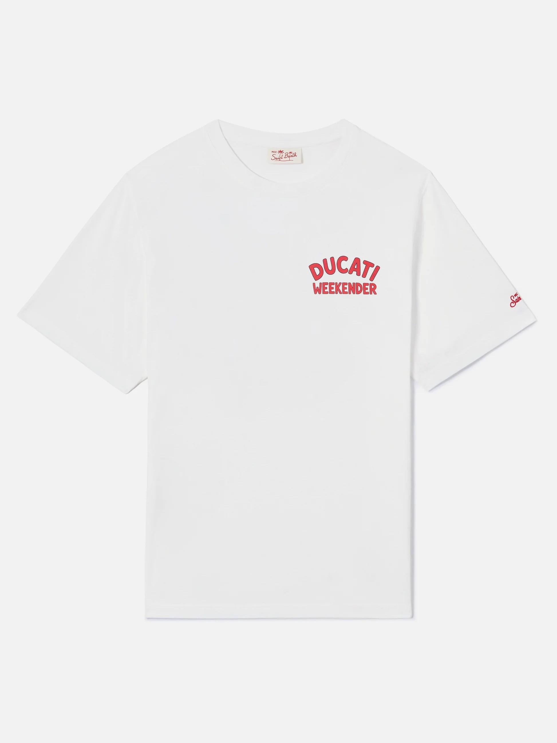 T-shirt Portland bianca con stampa Ducati Weekender | Special Edition PRL0002 04531L MC2 SAINT BARTH 