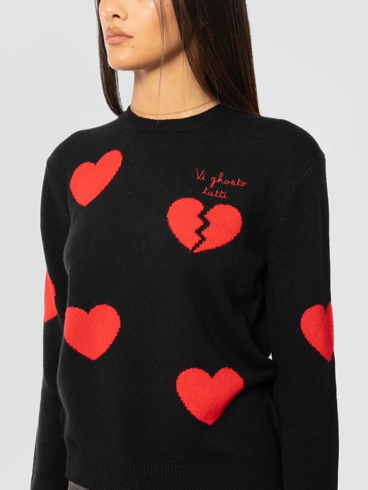 MC2 SAINT BARTH<BR/>Maglione Girocollo con Ricamo Vi Ghosto Tutti Nero QUE0014 03981I MC2 SAINT BARTH 