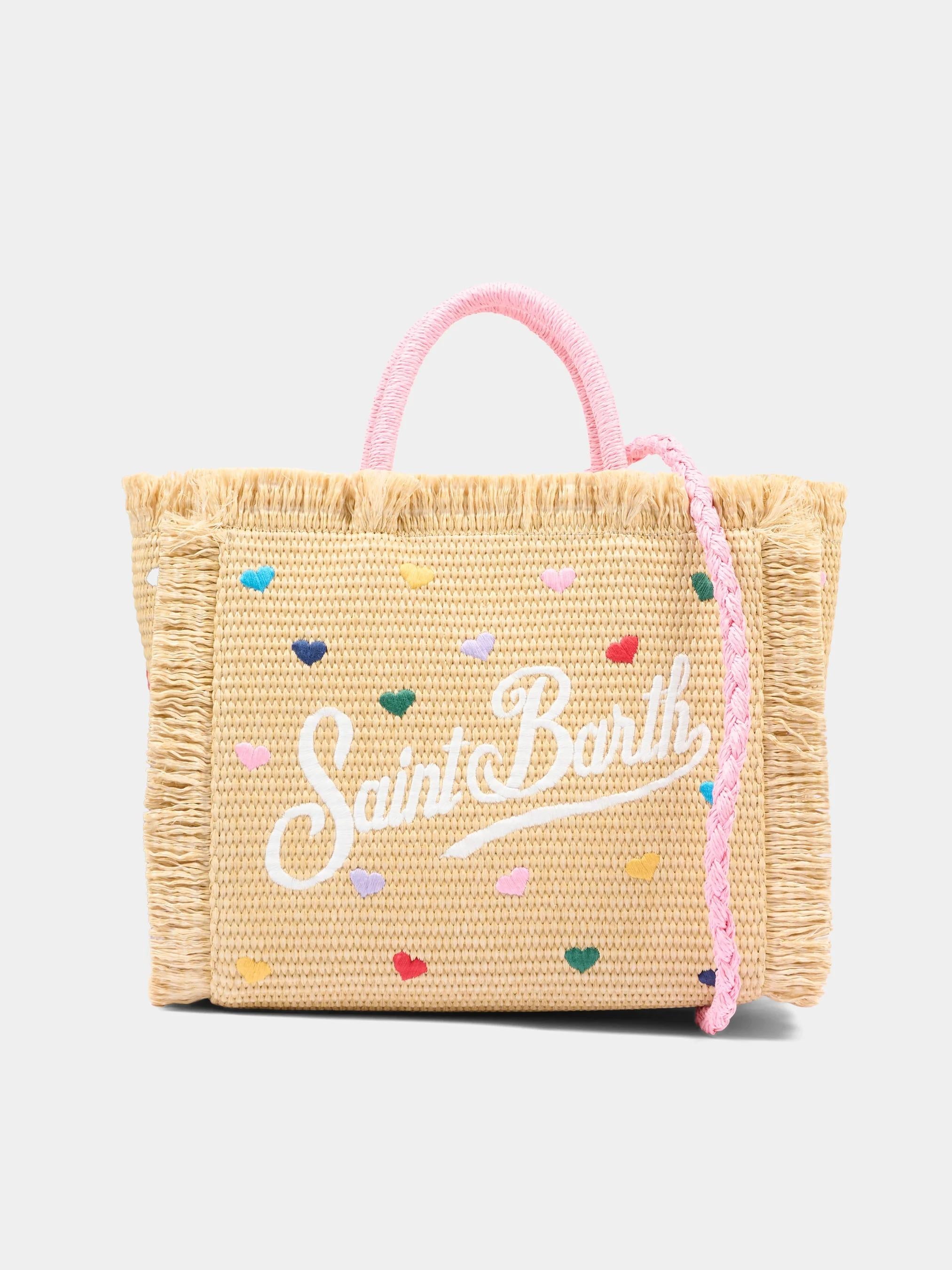 Mc2 Saint Barth<BR/>Borsa mare beige Colette Straw con cuori COL0017 00344L MC2 SAINT BARTH 