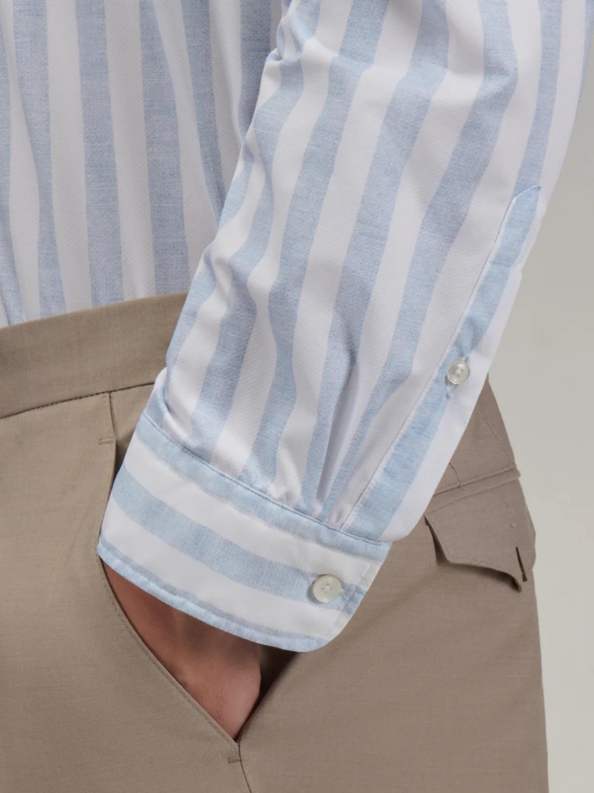 Xacus ACTIVE<BR/>Camicia Collo Francese Piccolo Righe Armaturato Celeste 520619-21651 002 XACUS 