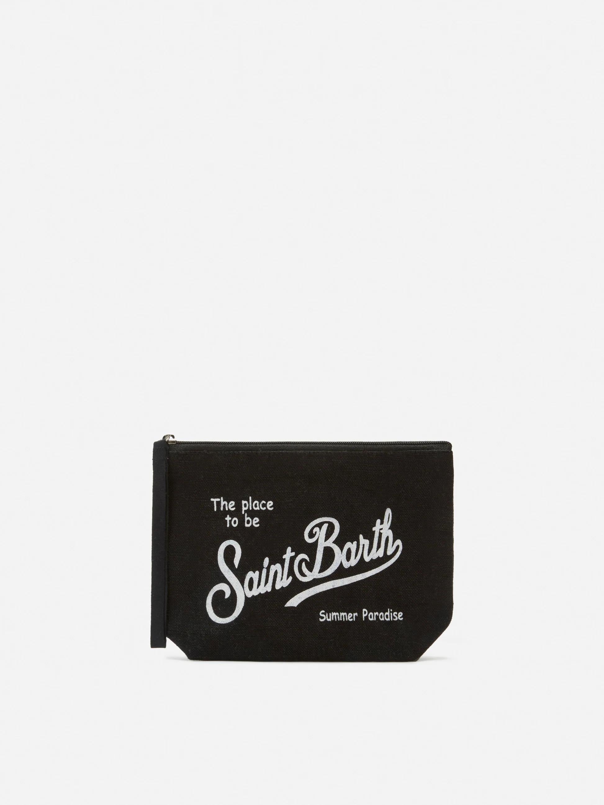 Pochette Aline in lino nero tinta unita ALI0004 01137L MC2 SAINT BARTH 